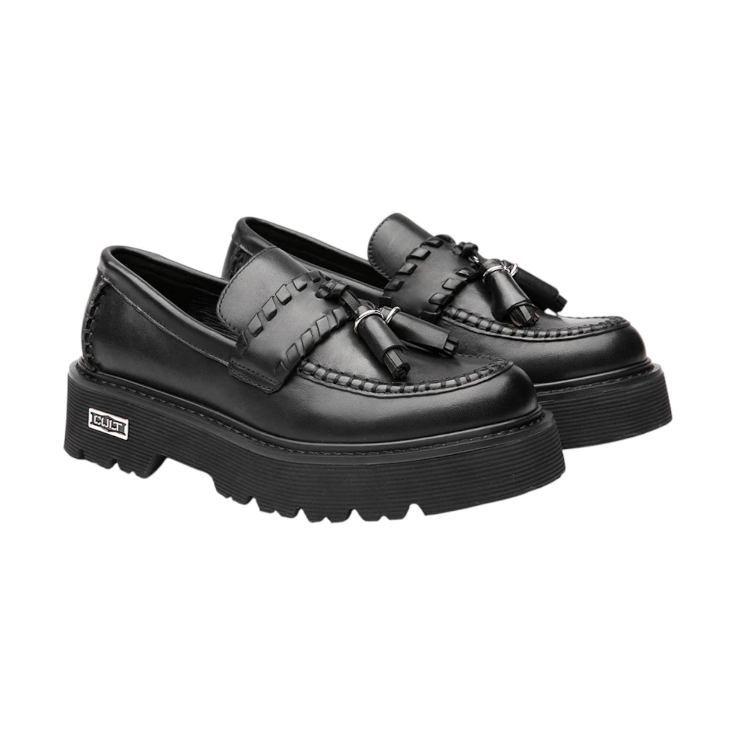 Cult Mocassino Donna in Pelle Nera con Morsetto e Intreccio