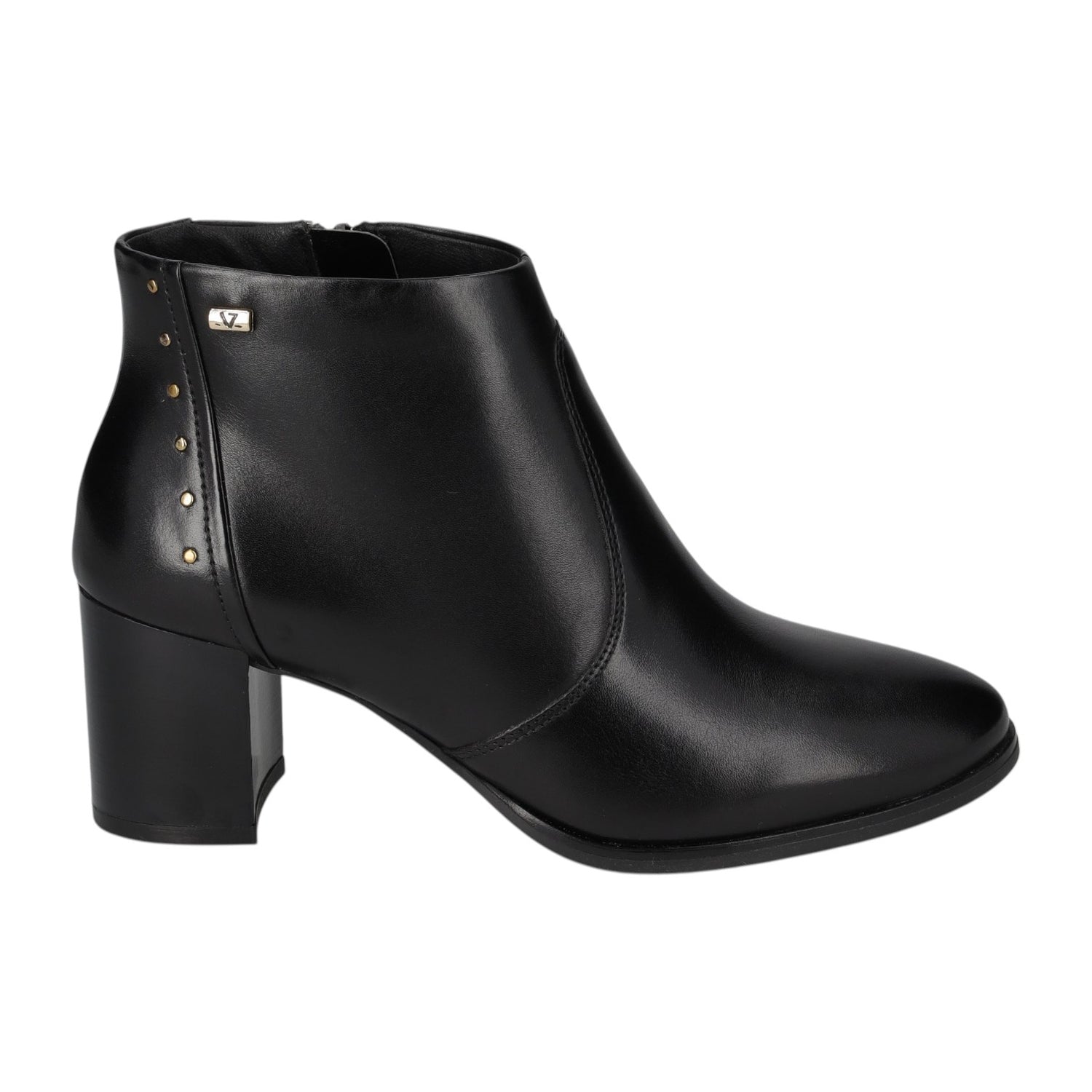 Valleverde Tronchetto Donna in Pelle Nera con Tacco Largo Alto 70mm