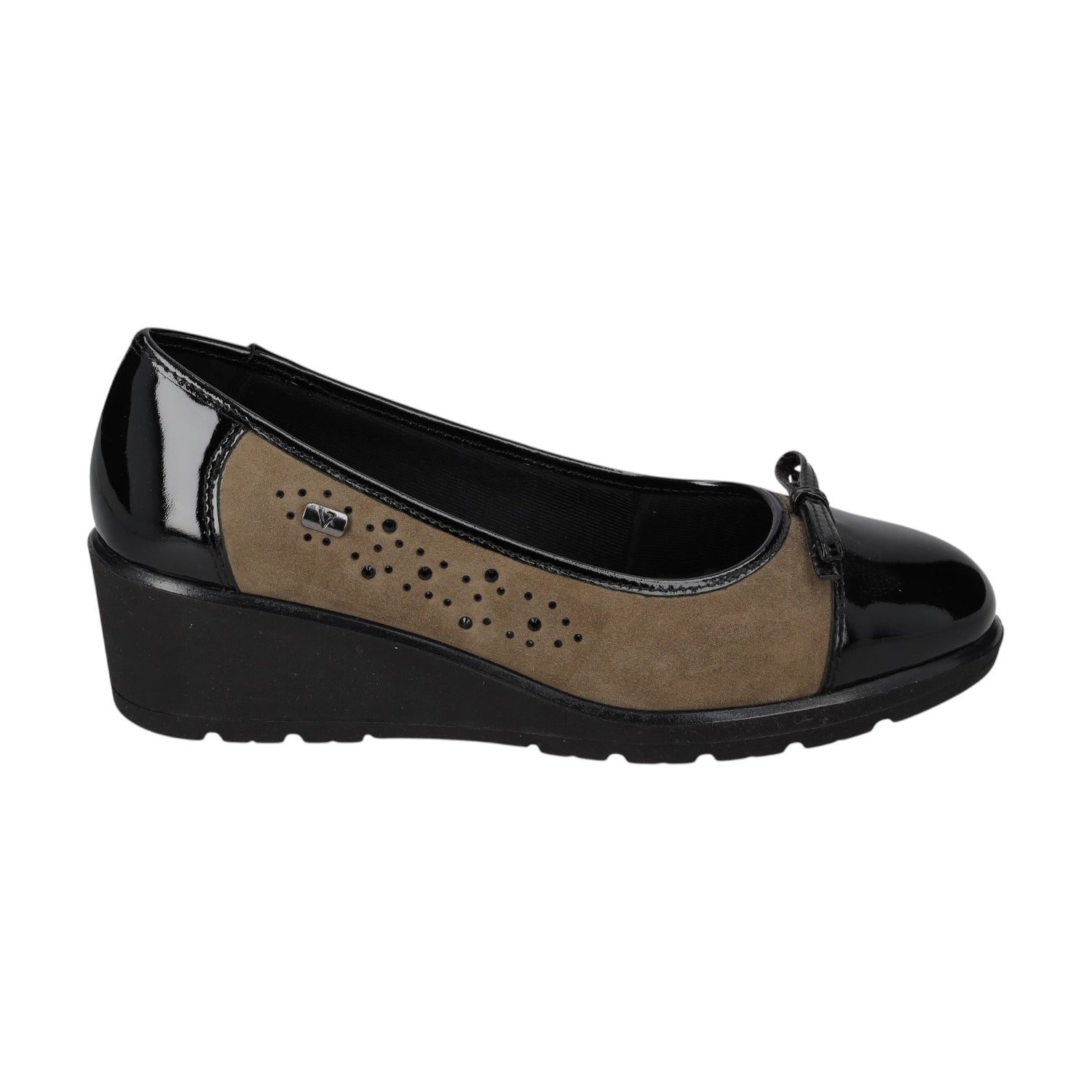 Valleverde Ballerina Donna in Camoscio e Vernice Visone con Zeppa Alta 50mm