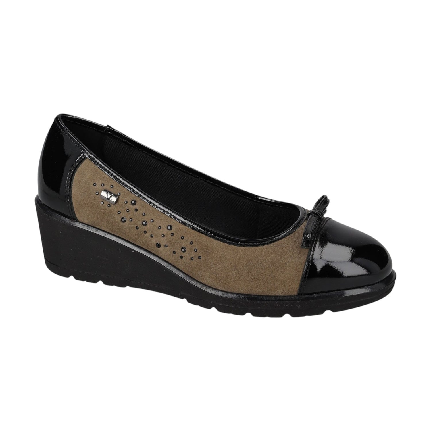 Valleverde Ballerina Donna in Camoscio e Vernice Visone con Zeppa Alta 50mm