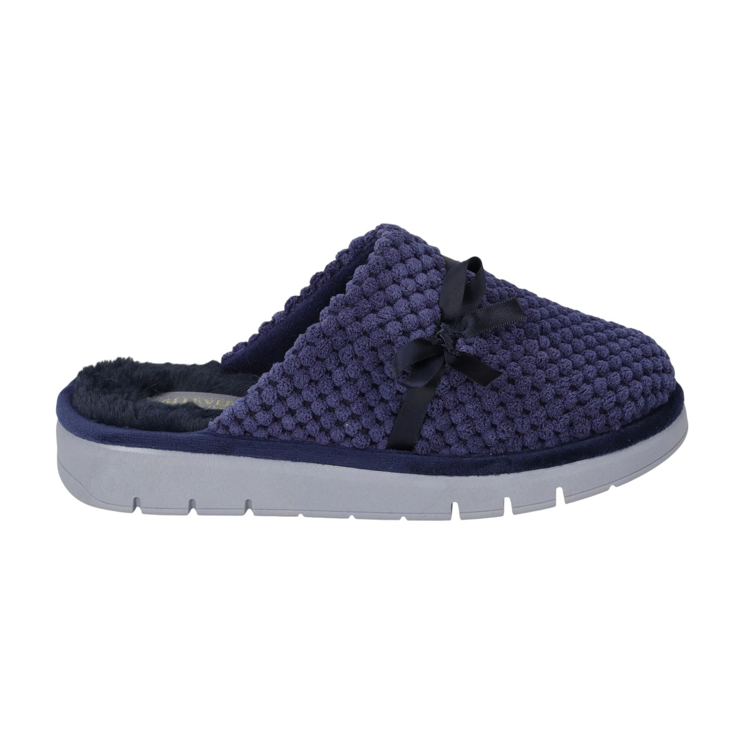 Valleverde Pantofola Donna in Tessuto Blu con Fiocchetto