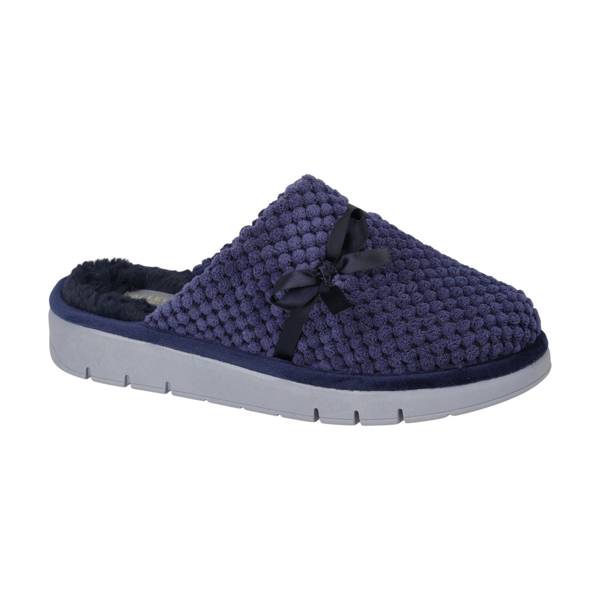 Valleverde Pantofola Donna in Tessuto Blu con Fiocchetto