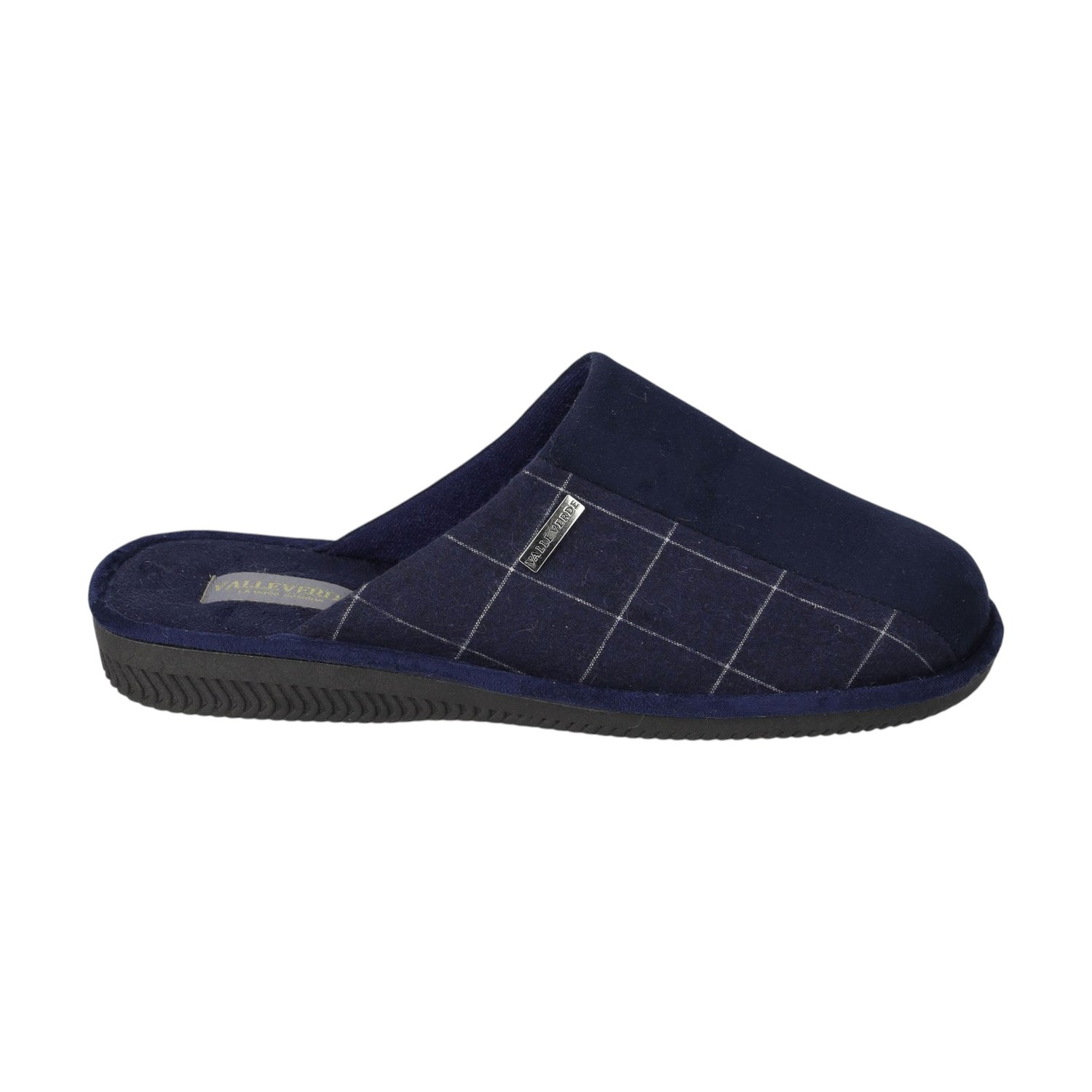 Valleverde Pantofola Uomo in Camoscio Blu a Righe