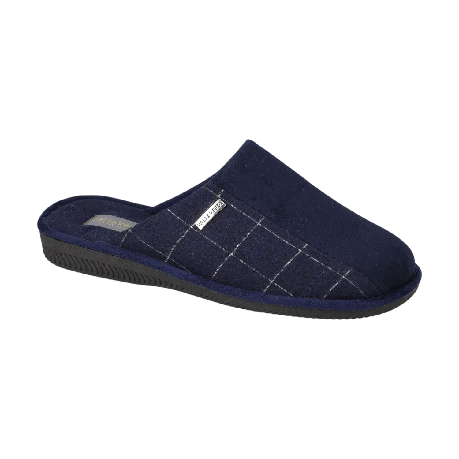 Valleverde Pantofola Uomo in Camoscio Blu a Righe