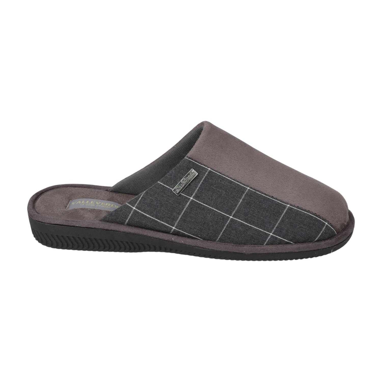 Valleverde Pantofola Uomo in Camoscio Grigio a Righe