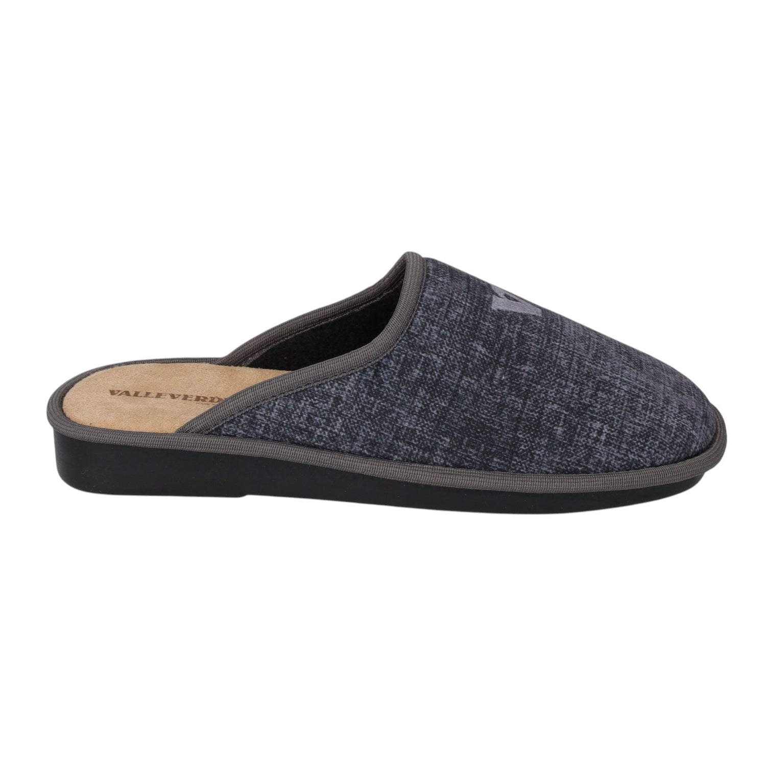 Valleverde Pantofola Uomo in Camoscio Antracite