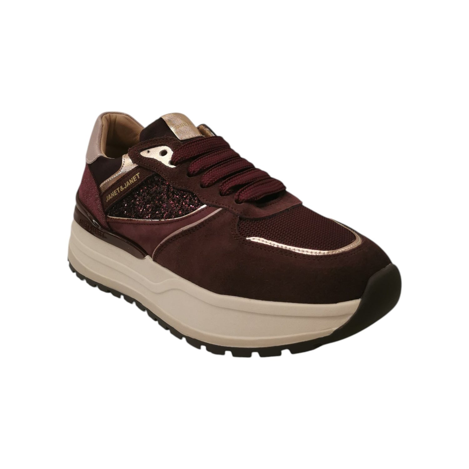Janet&Janet Sneakers Donna in Camoscio Cremisi con Strass