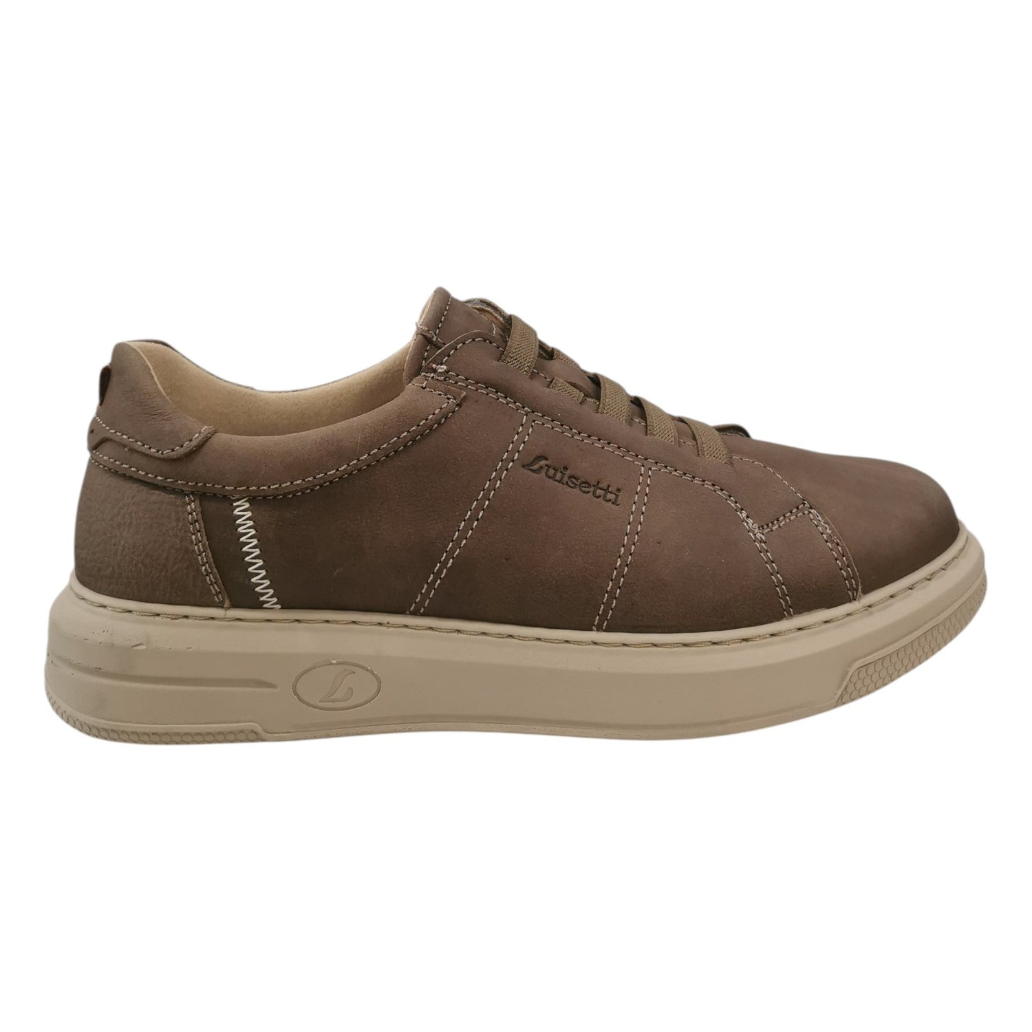 Luisetti Slip On Uomo in Morbido Nabuck Tortora con Logo Laterale