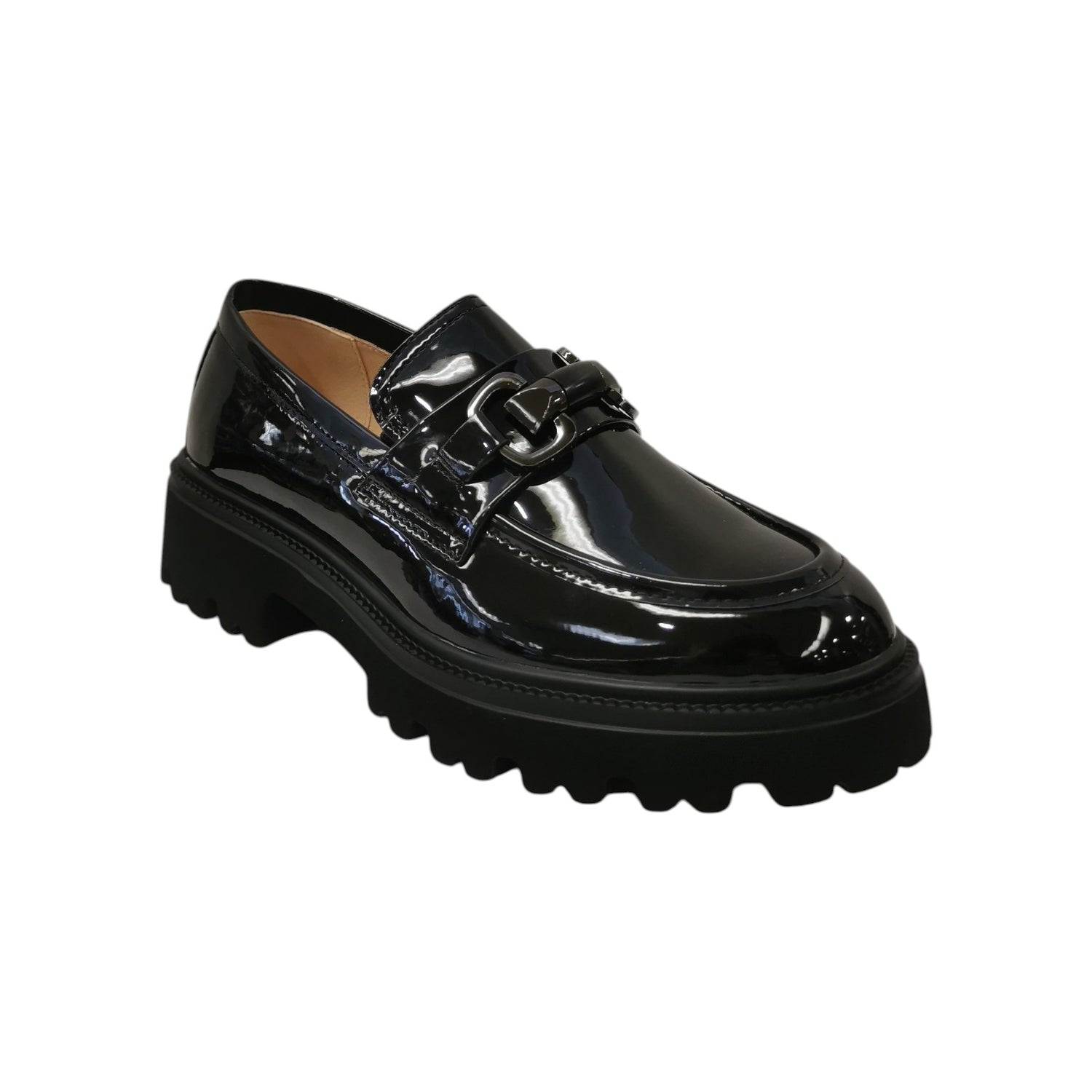 Keys Mocassino Donna in Vernice Nera con Morsetto