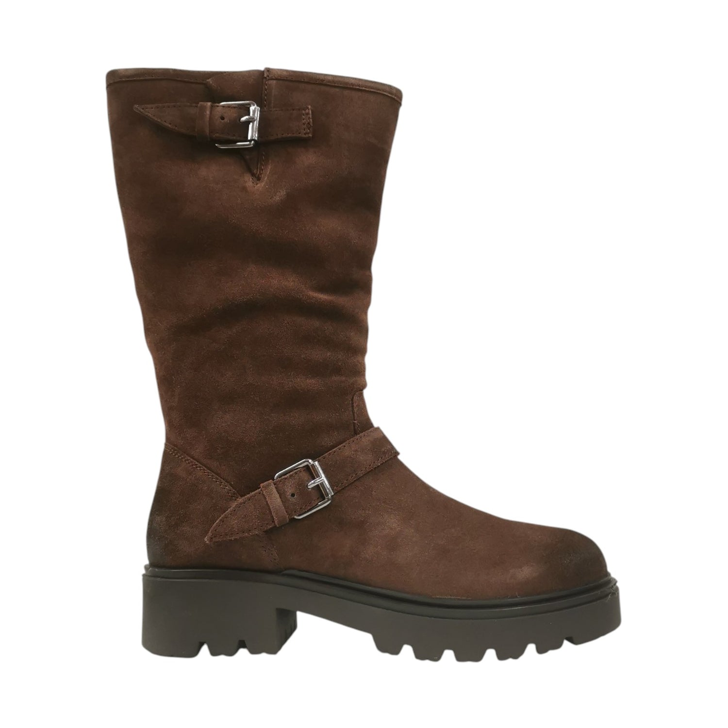 Keys Stivale Corto Donna in Camoscio Marrone con Fibbie