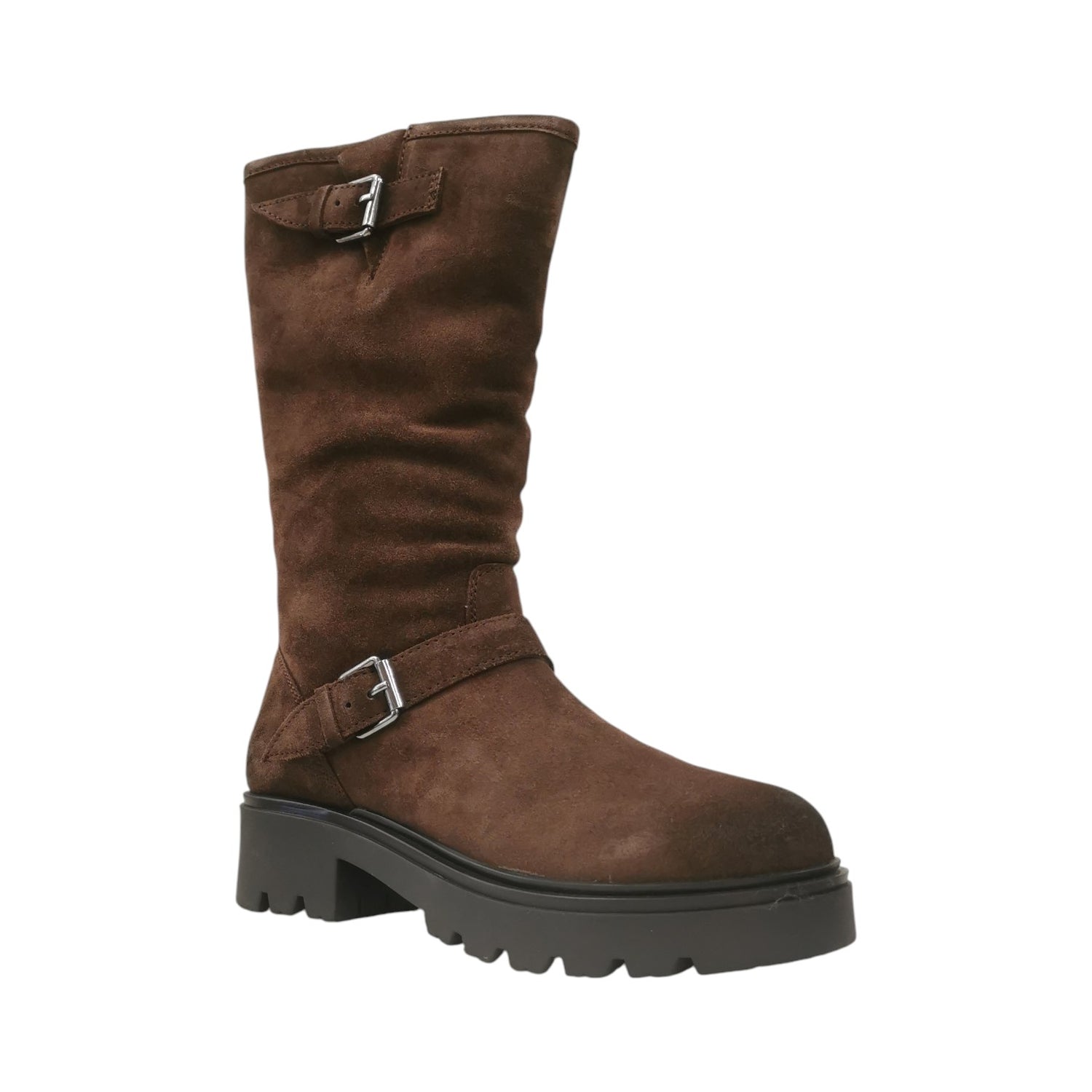 Keys Stivale Corto Donna in Camoscio Marrone con Fibbie