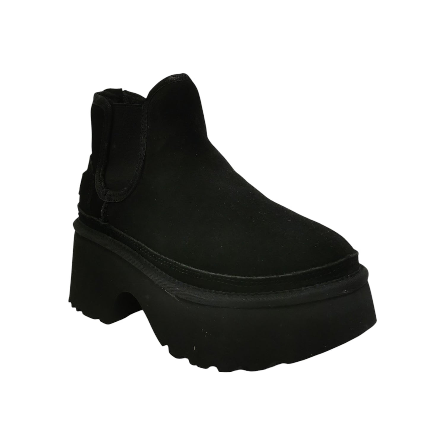 Keys Stivaletto Platform Donna in Camoscio Nero con Pelliccia Dentro