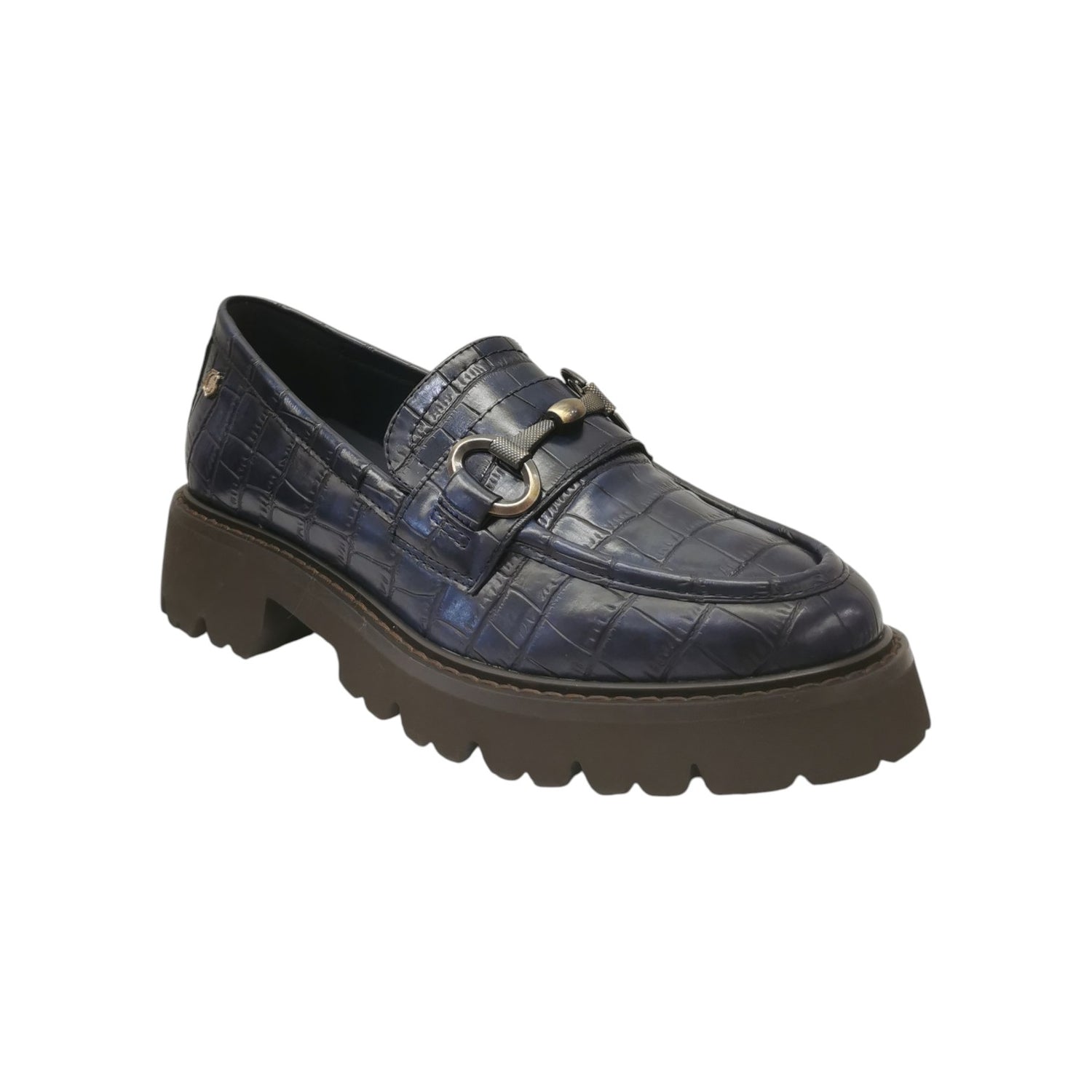 Carmela Mocassino Donna Blu con Stampa Cocco e Morsetto
