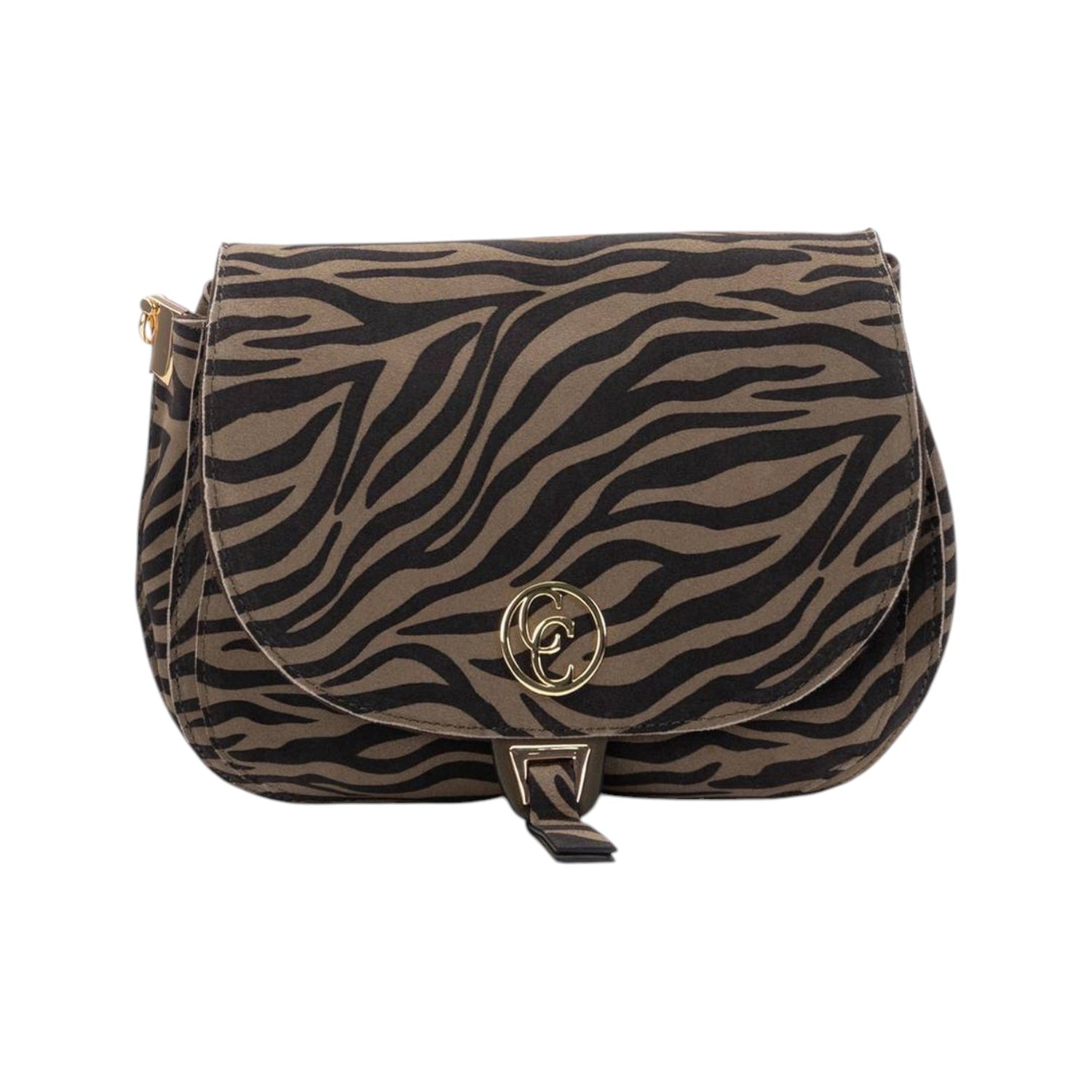 Carmela Borsa a Tracolla Donna in Camoscio Kaki con Stampa Zebrata