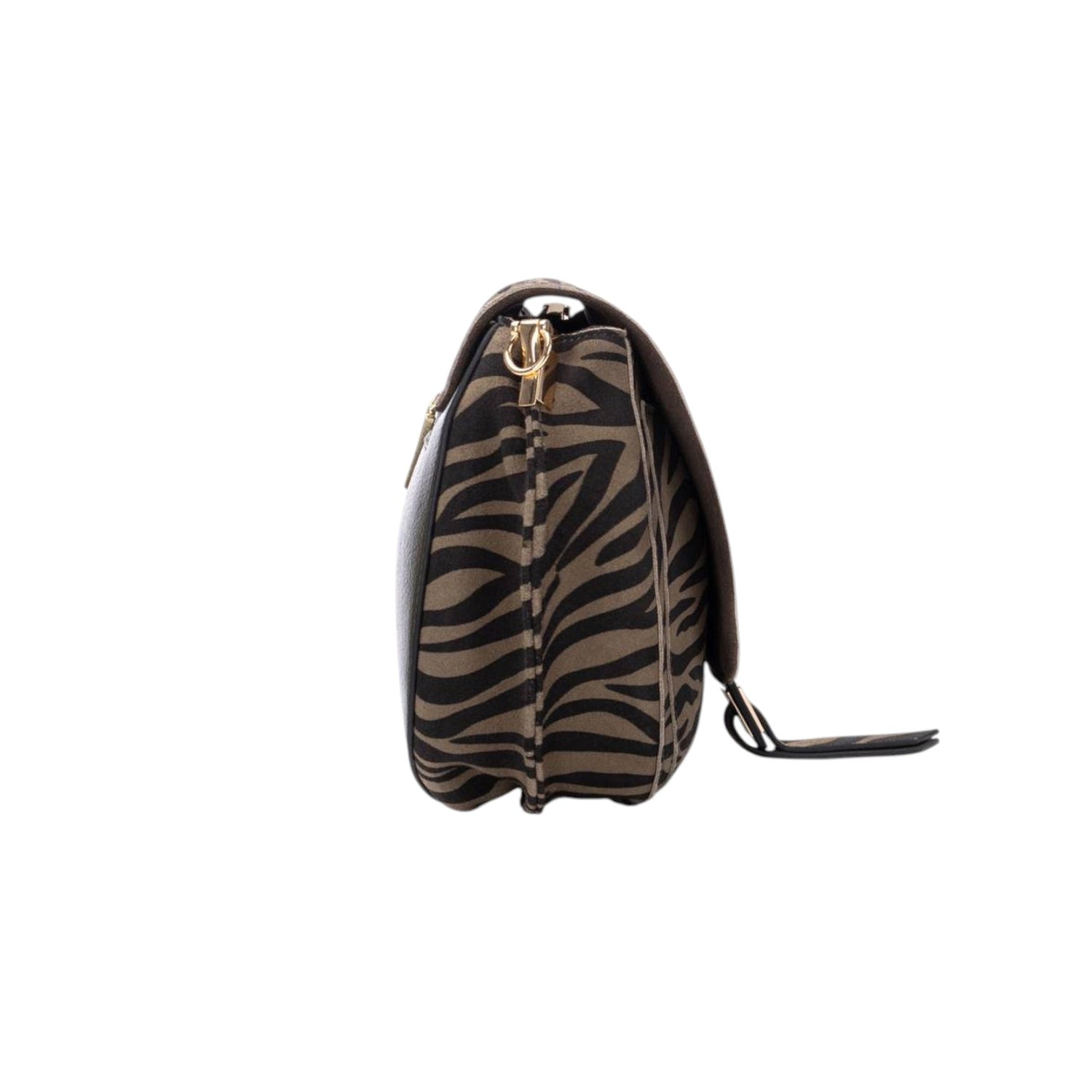 Carmela Borsa a Tracolla Donna in Camoscio Kaki con Stampa Zebrata