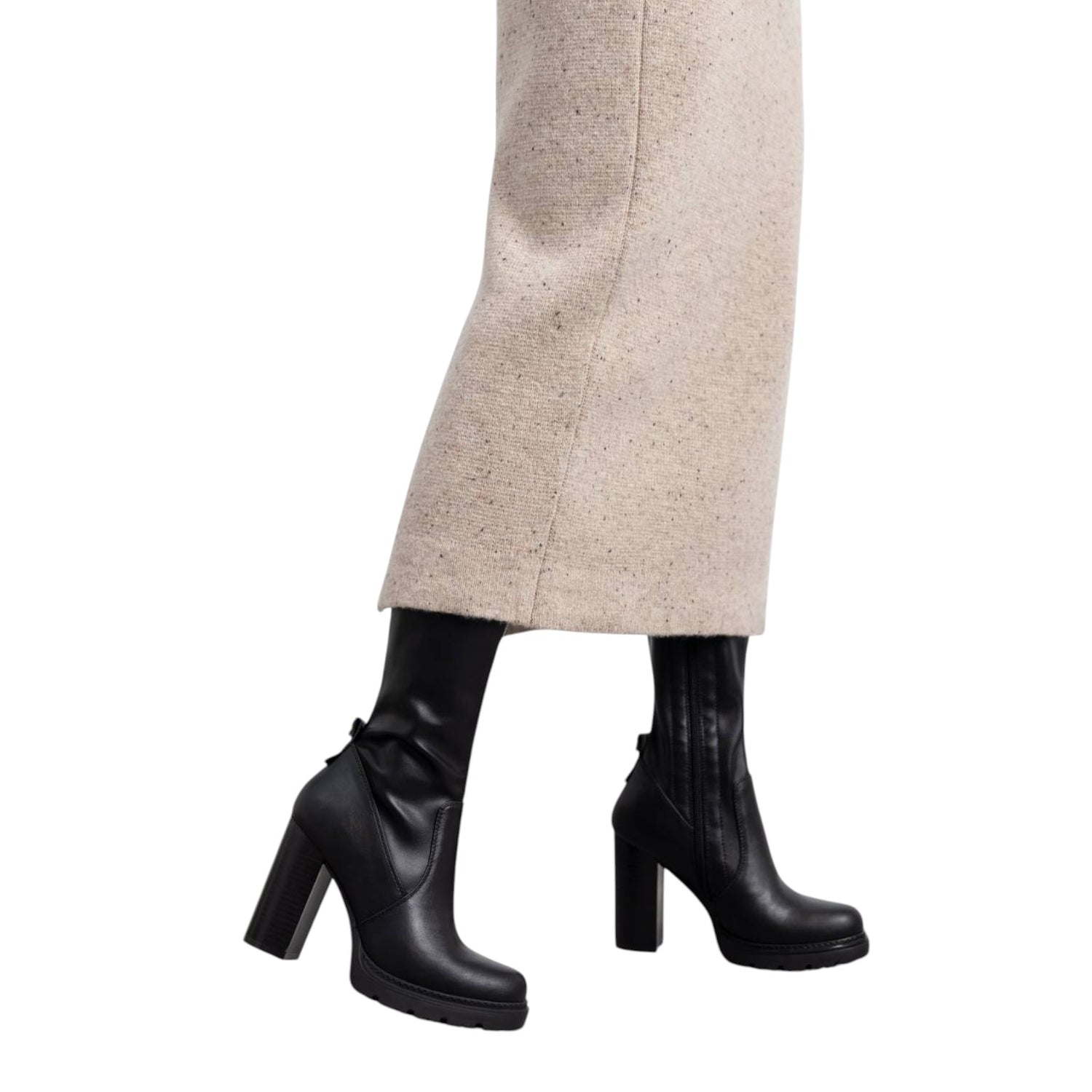 Refresh Stivale Donna in Ecopelle Nera con Tacco Largo Alto 95mm