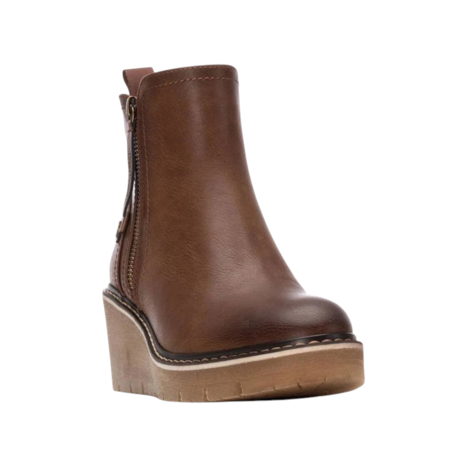 Refresh Stivaletto Donna in Ecopelle Camel con Zeppa Alta 70mm