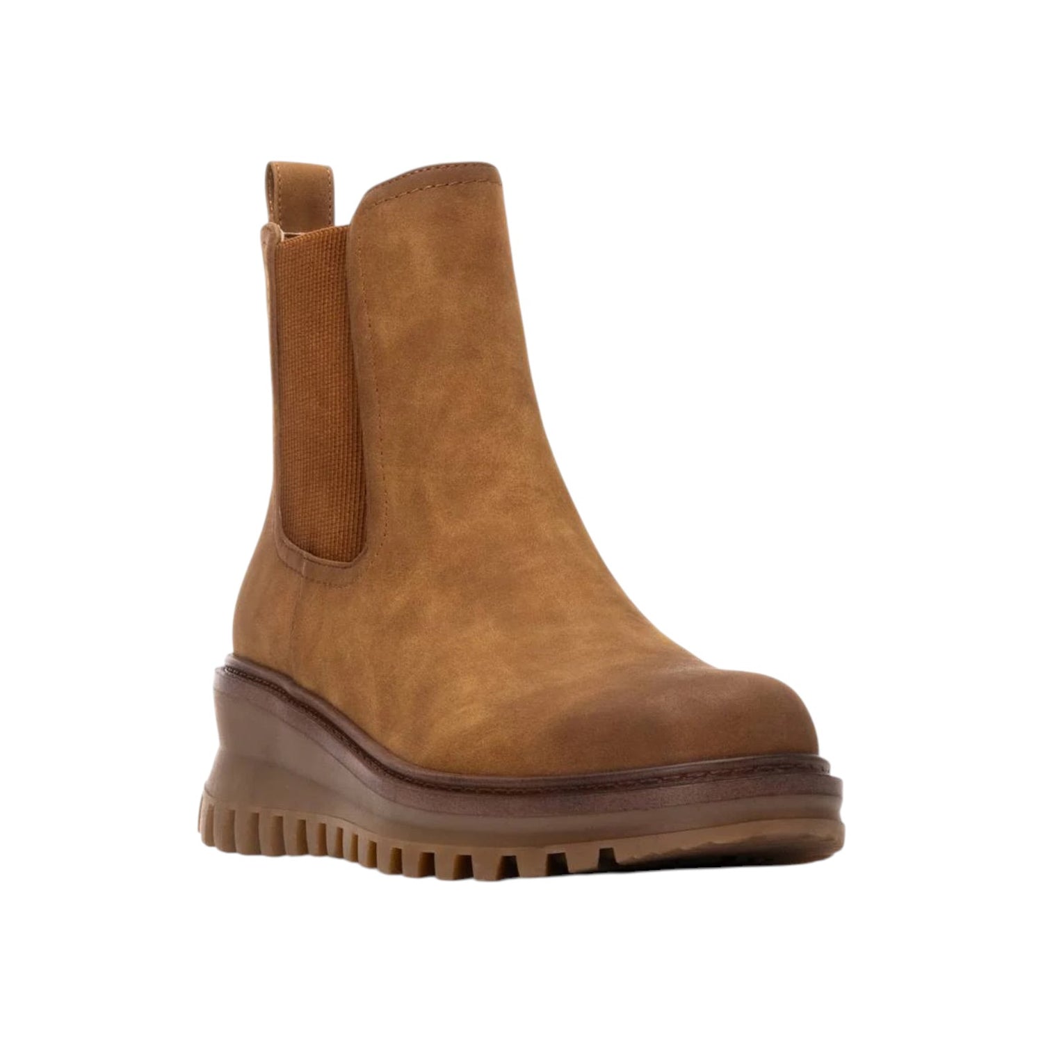 Refresh Bealtes Donna in Ecopelle Camel con Zeppa Alta 50mm e Elastico Laterale