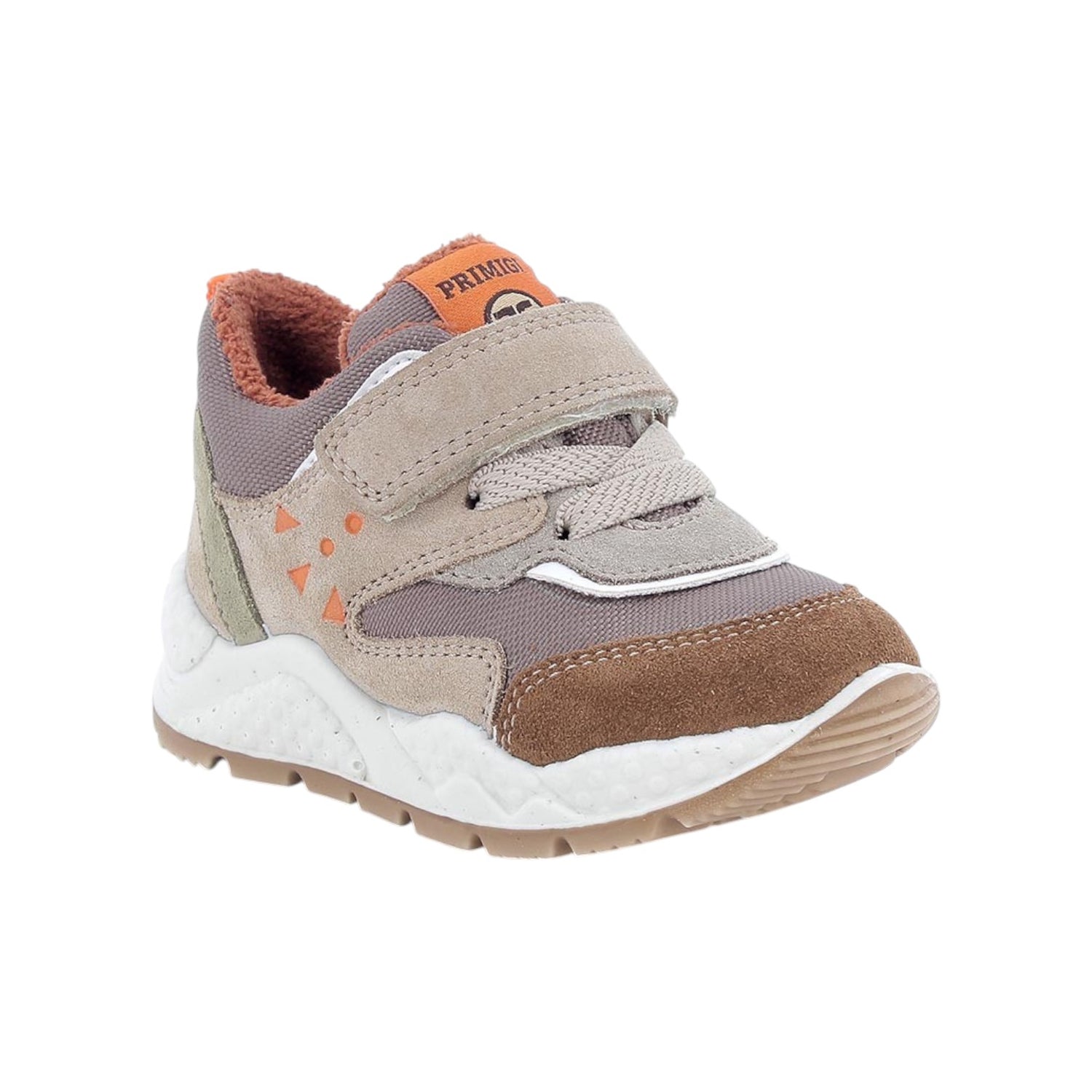 Primigi Sneakers Bambino in Scamosciato e Tessuto Biscotto Cuoio