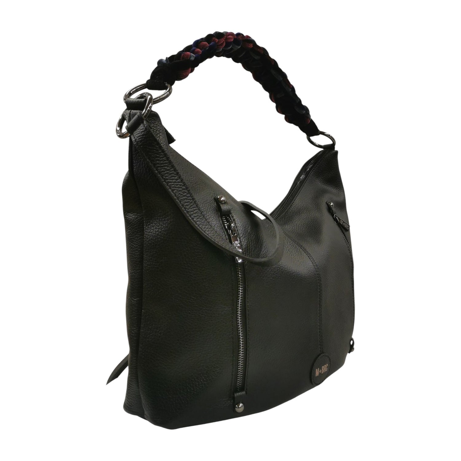 M Brc Borsa a Spalla Donna Linea Obo Chic in Pelle Nera con Tracolla