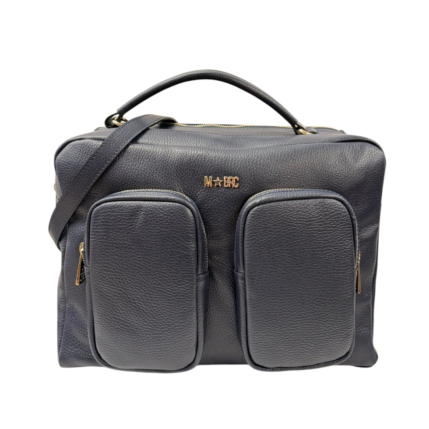 M Brc Borsa a Mano Donna Linea Voyager in Pelle Blu con Tasconi e Tracolla Regolabile