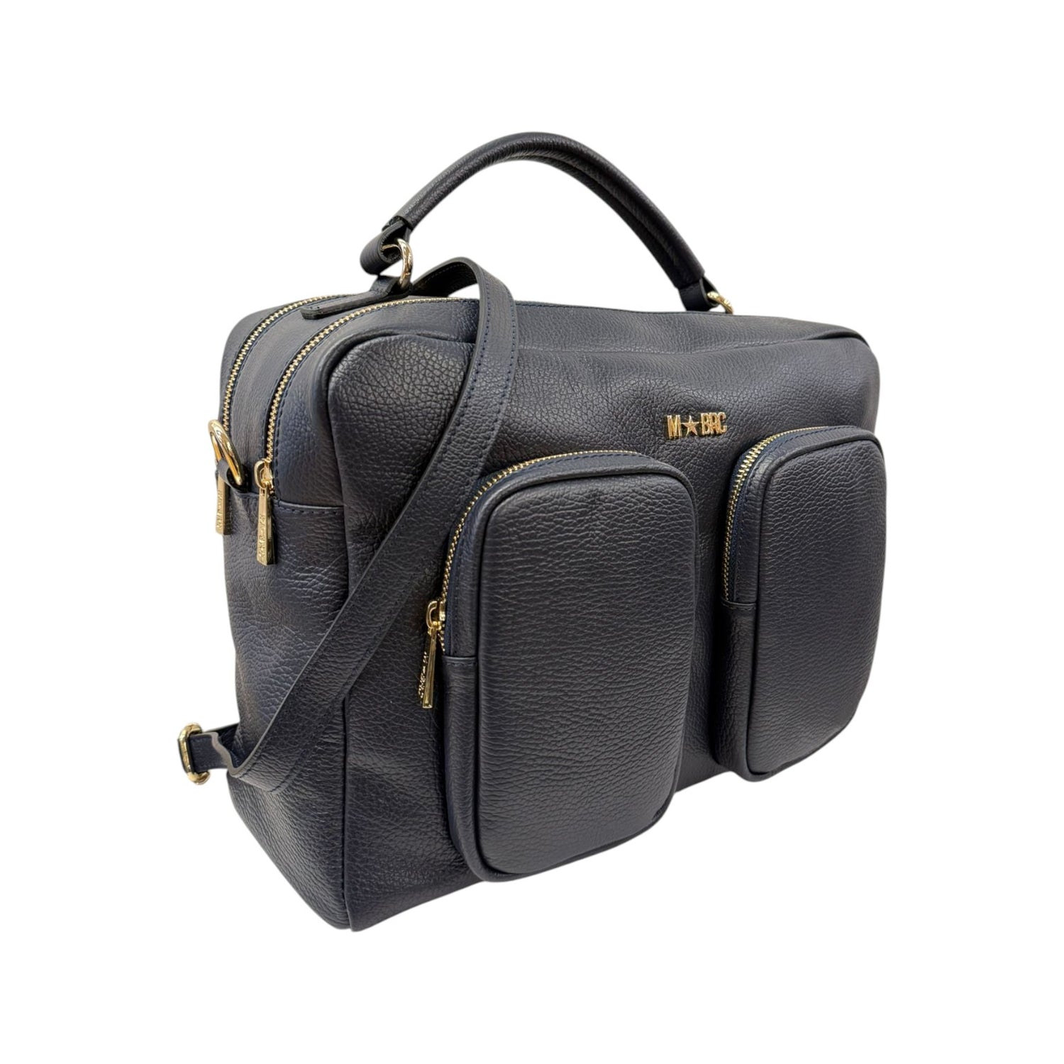 M Brc Borsa a Mano Donna Linea Voyager in Pelle Blu con Tasconi e Tracolla Regolabile