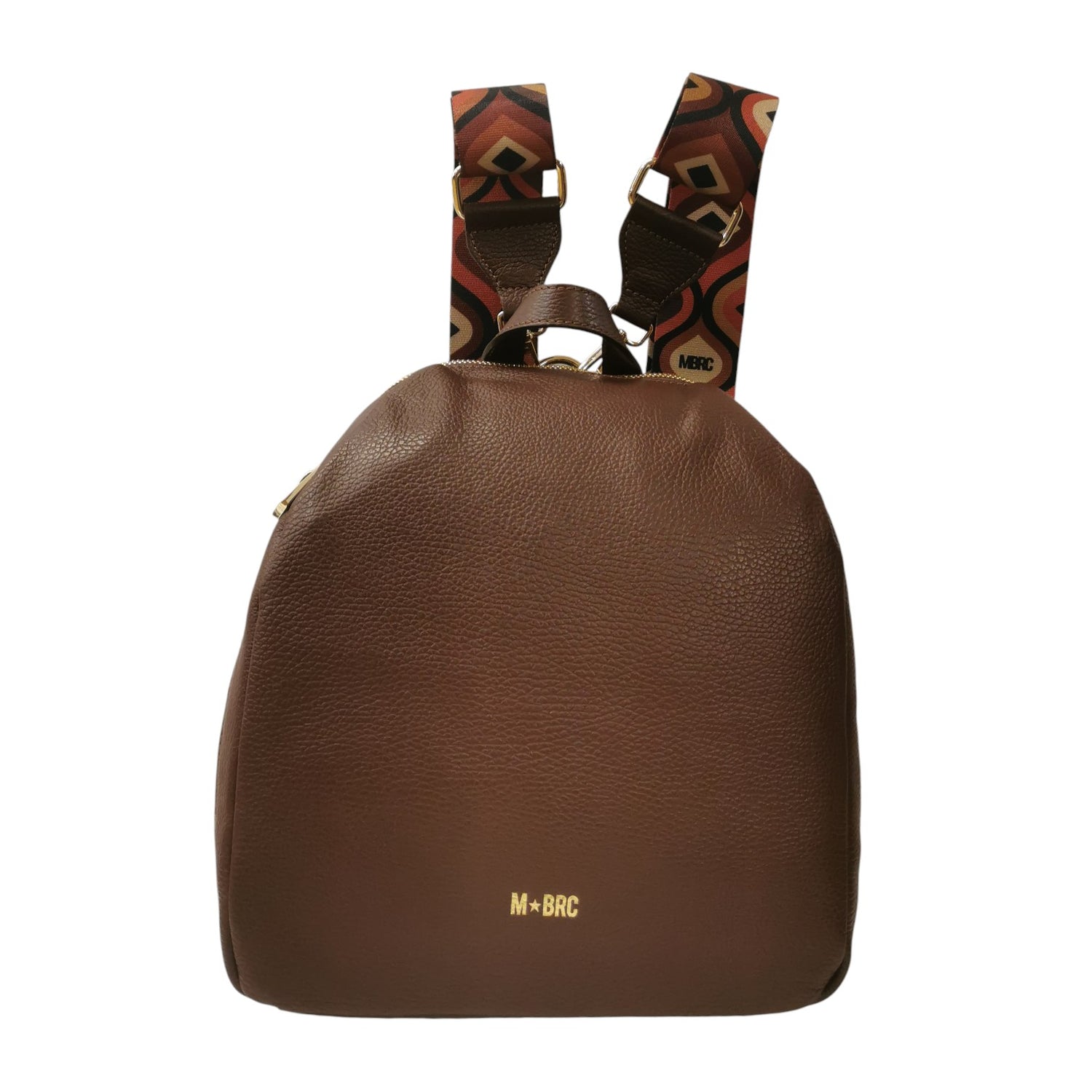 M Brc Zaino Donna Linea Obona in Pelle Marrone con Doppi Spallacci