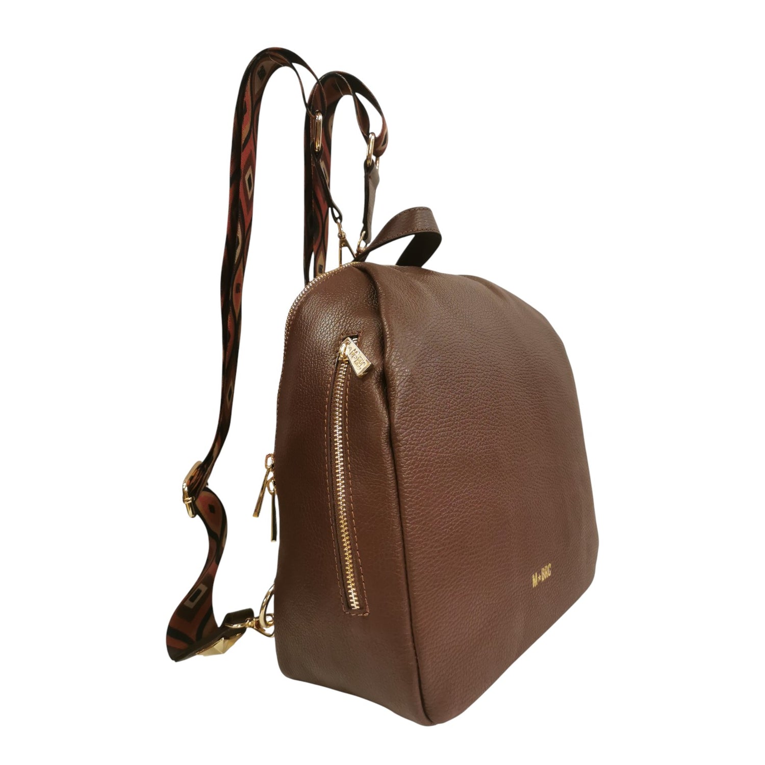 M Brc Zaino Donna Linea Obona in Pelle Marrone con Doppi Spallacci