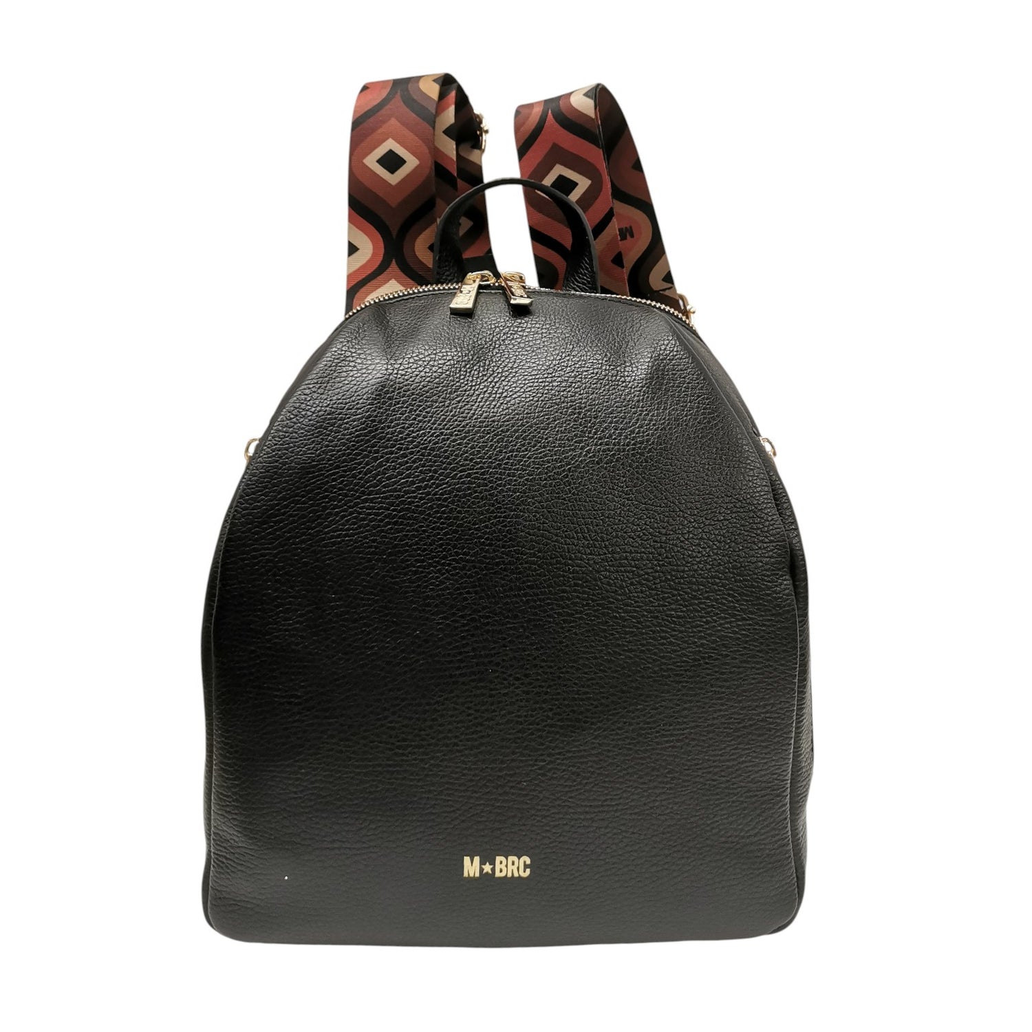 M Brc Zaino Donna Linea Obona in Pelle Nera con Doppi Spallacci