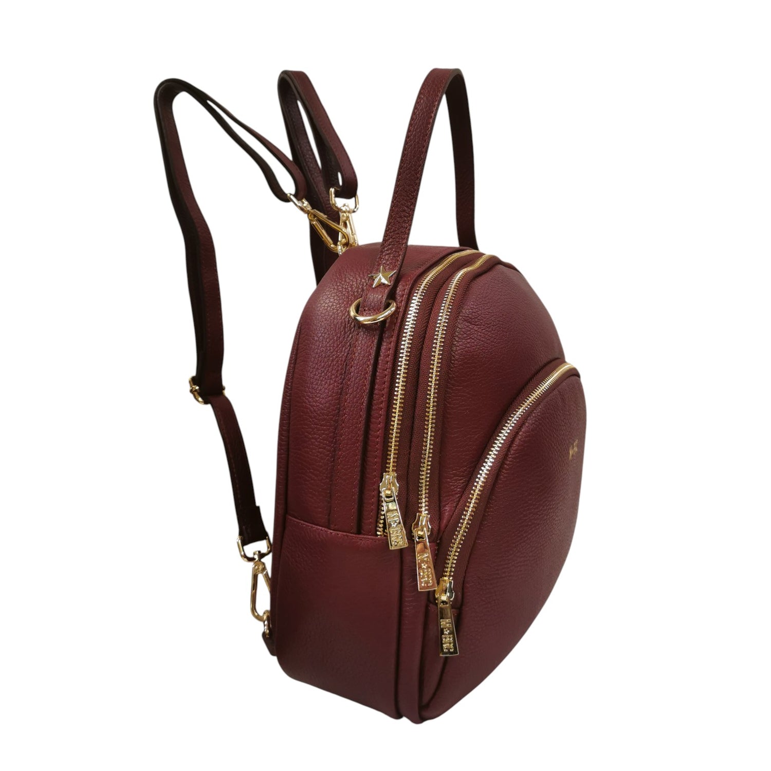 M Brc Zaino a Borsa Donna Linea Obona in Pelle Bordeaux  con Doppi Spallacci e Scomparti