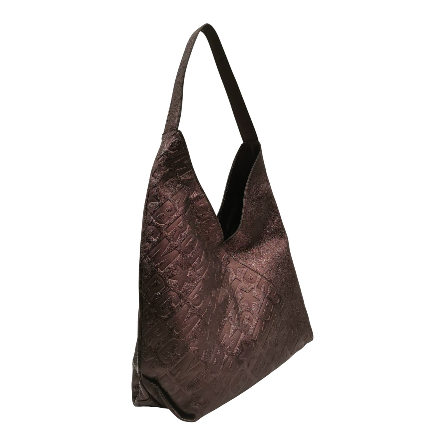 M Brc Borsa a Spalla Grande Donna Linea Diagonal in Pelle Laminata Moro