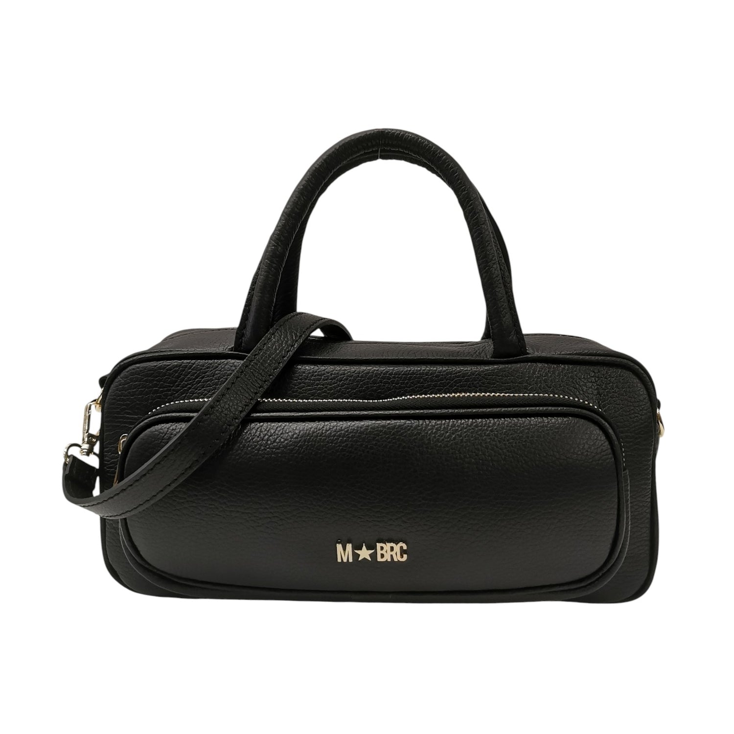 M Brc Borsa a Mano Donna Linea Voyager in Pelle Nera con Tracolla e Tasca Frontale