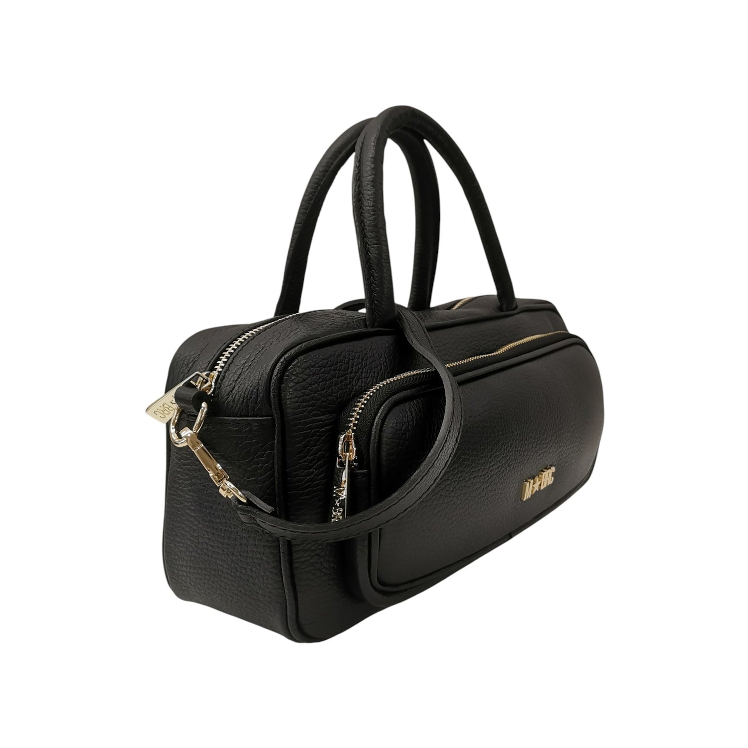 M Brc Borsa a Mano Donna Linea Voyager in Pelle Nera con Tracolla e Tasca Frontale