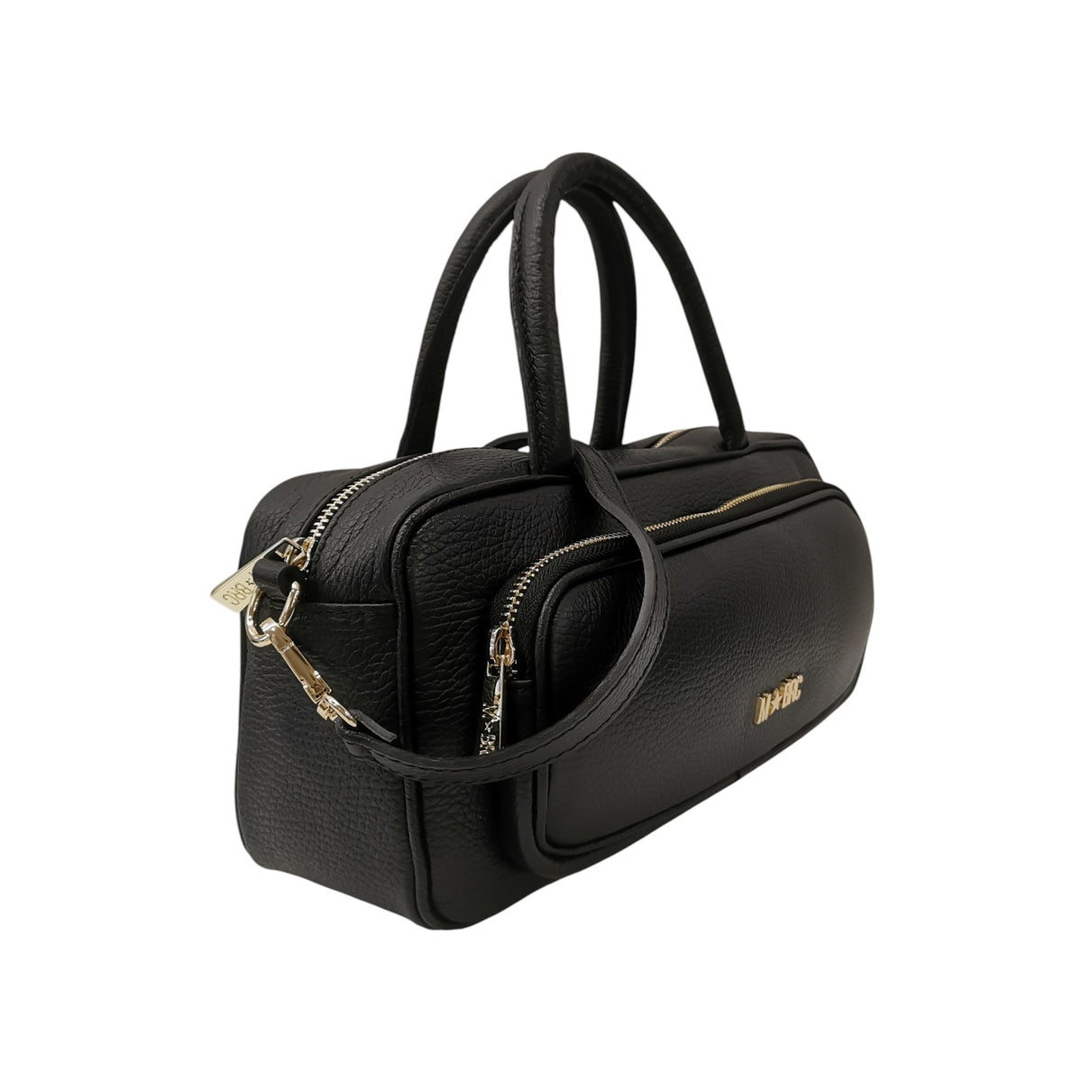 M Brc Borsa a Mano Donna Linea Voyager in Pelle Nera con Tracolla e Tasca Frontale