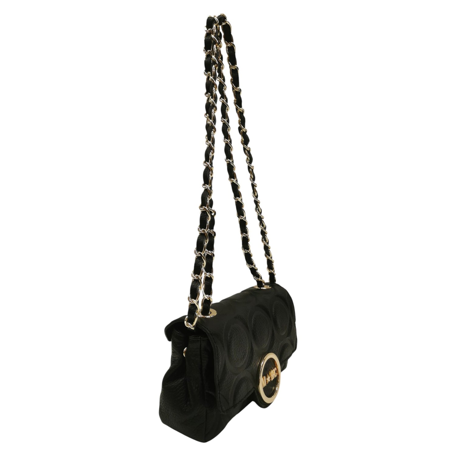 M Brc Borsa a Tracolla Donna Linea Sfera in Pelle Nera con Catena