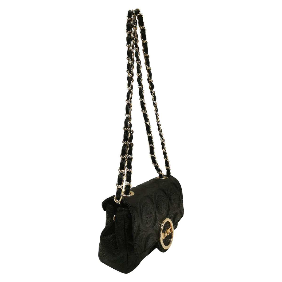 M Brc Borsa a Tracolla Donna Linea Sfera in Pelle Nera con Catena