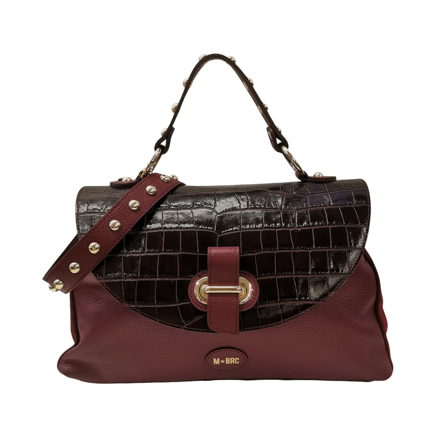 M Brc Borsa a Mano Donna Linea MilleBolle in Pelle Bordeaux con Stampa Cocco