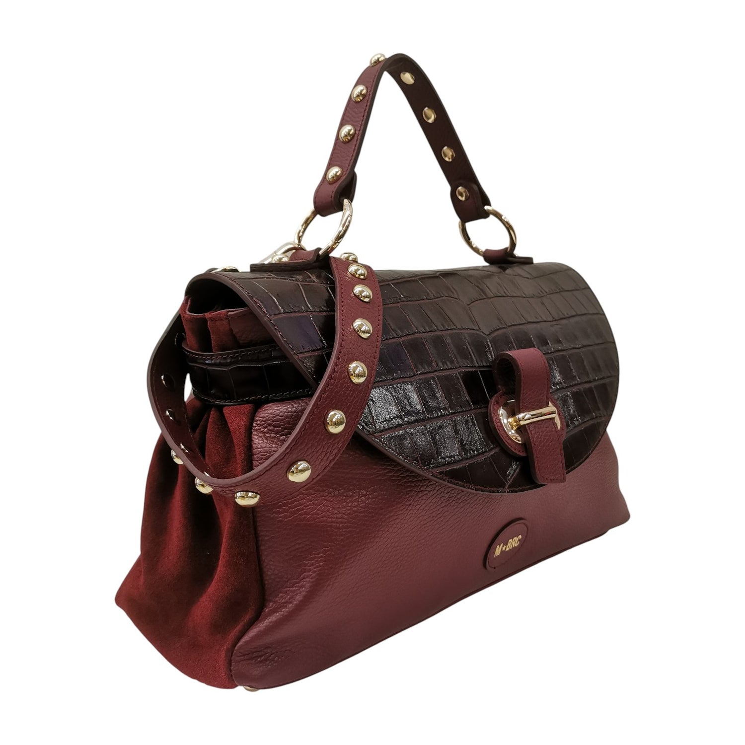 M Brc Borsa a Mano Donna Linea MilleBolle in Pelle Bordeaux con Stampa Cocco