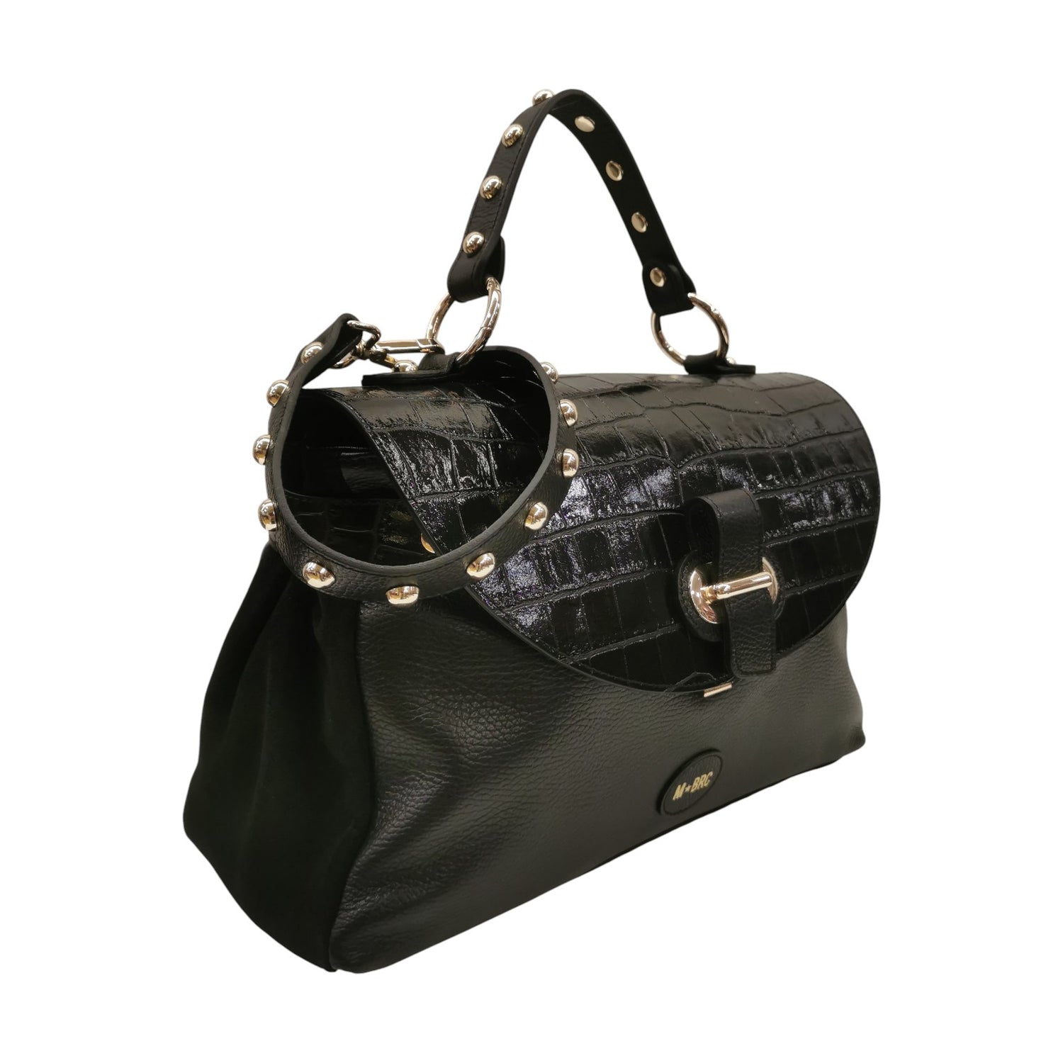 M Brc Borsa a Mano Donna Linea MilleBolle in Pelle Nera con Stampa Cocco