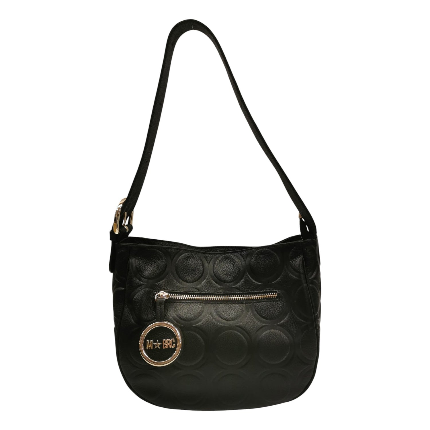 M Brc Borsa a Spalla Donna Linea Sfera in Pelle Nera con Manico Regolabile
