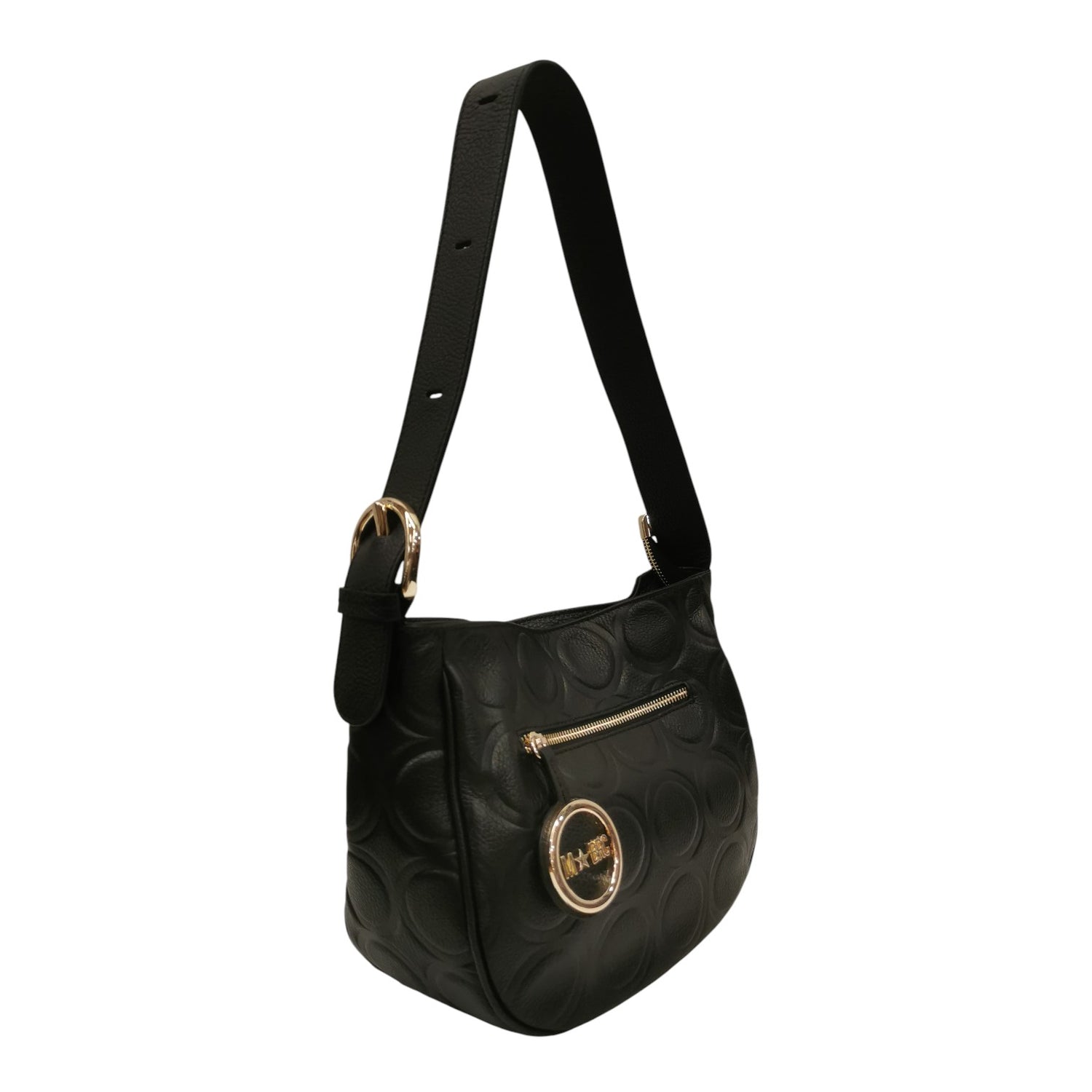 M Brc Borsa a Spalla Donna Linea Sfera in Pelle Nera con Manico Regolabile