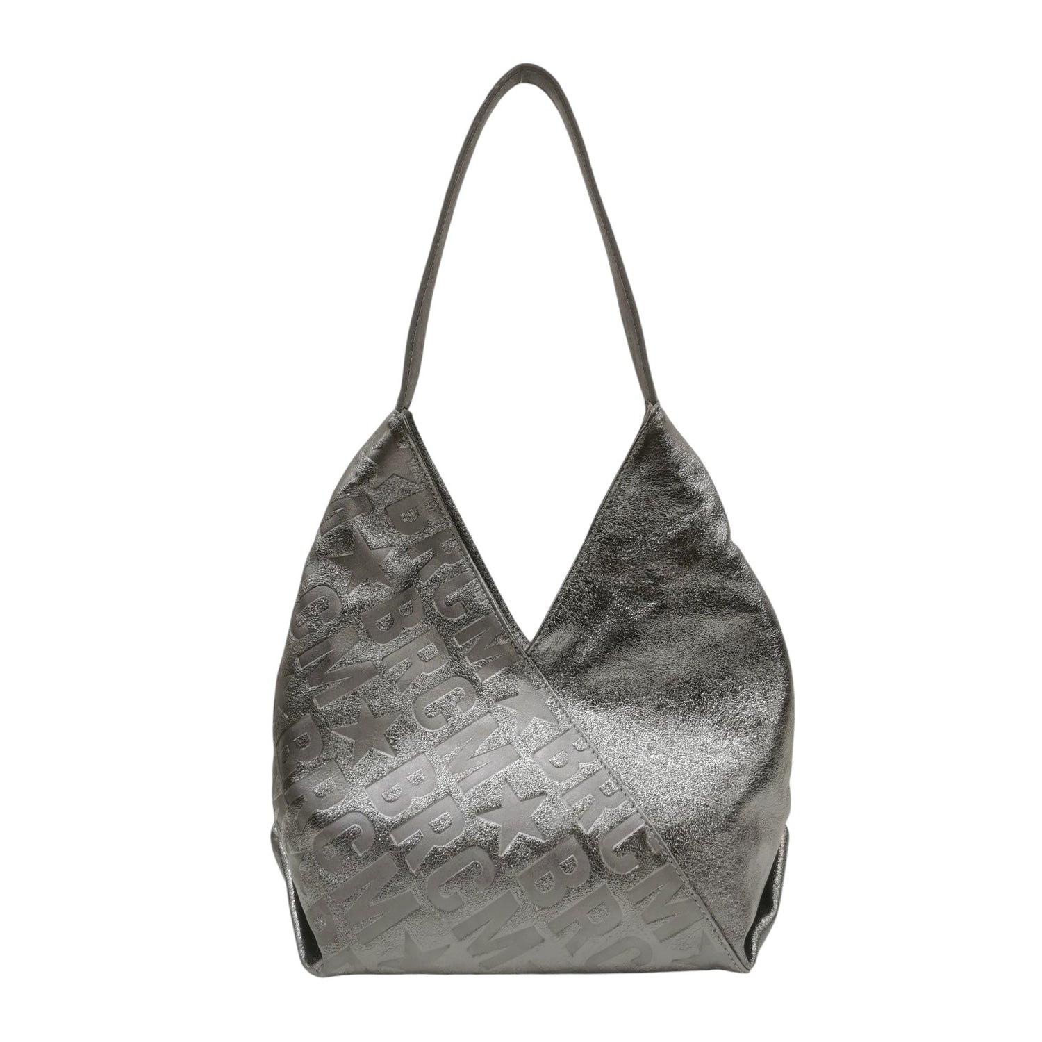 M Brc Borsa a Spalla Media Donna Linea Diagonal in Pelle Laminata Antracite