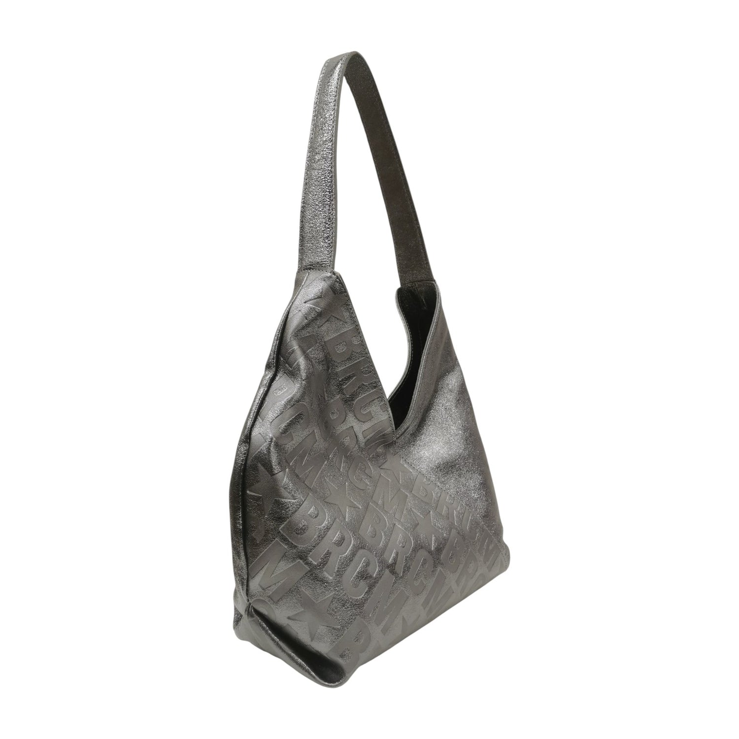M Brc Borsa a Spalla Media Donna Linea Diagonal in Pelle Laminata Antracite