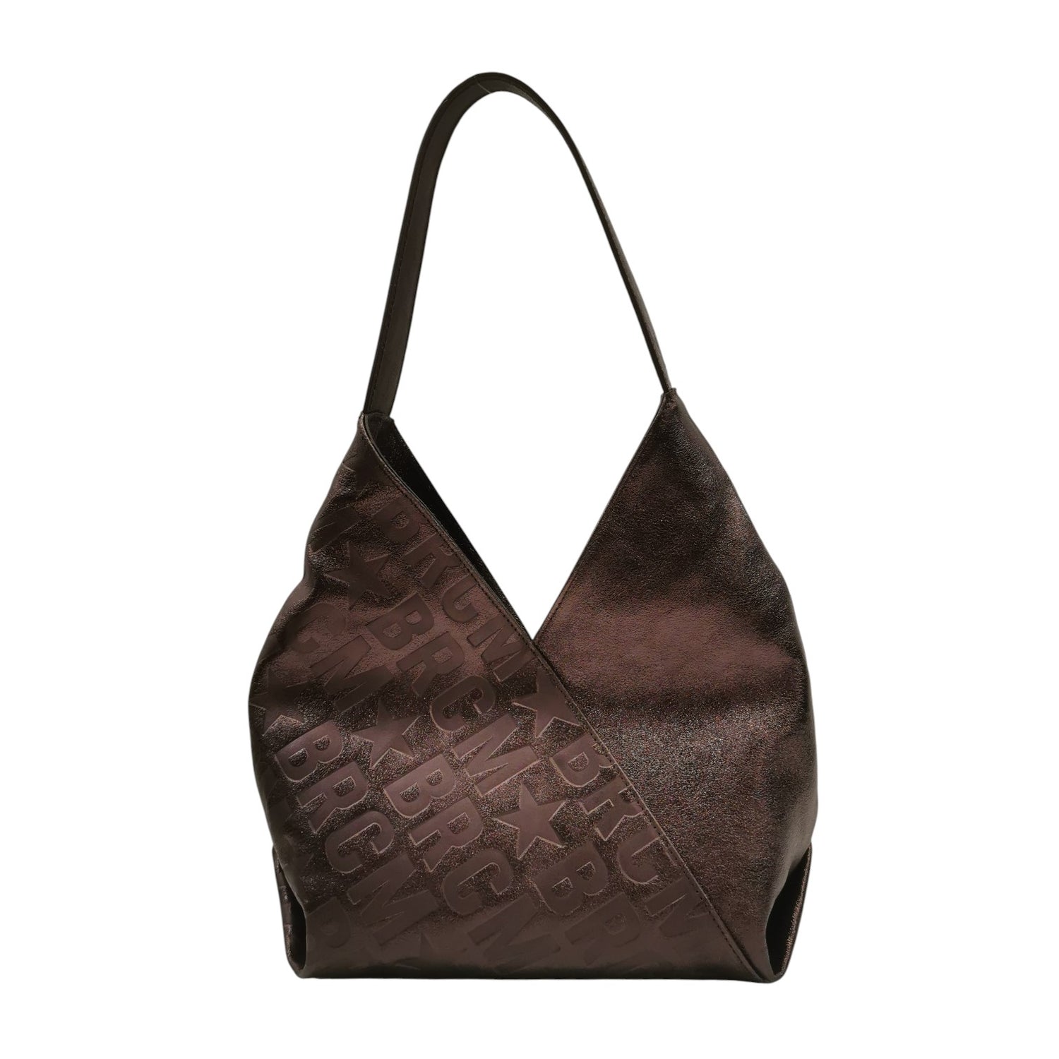 M Brc Borsa a Spalla Media Donna Linea Diagonal in Pelle Laminata Moro