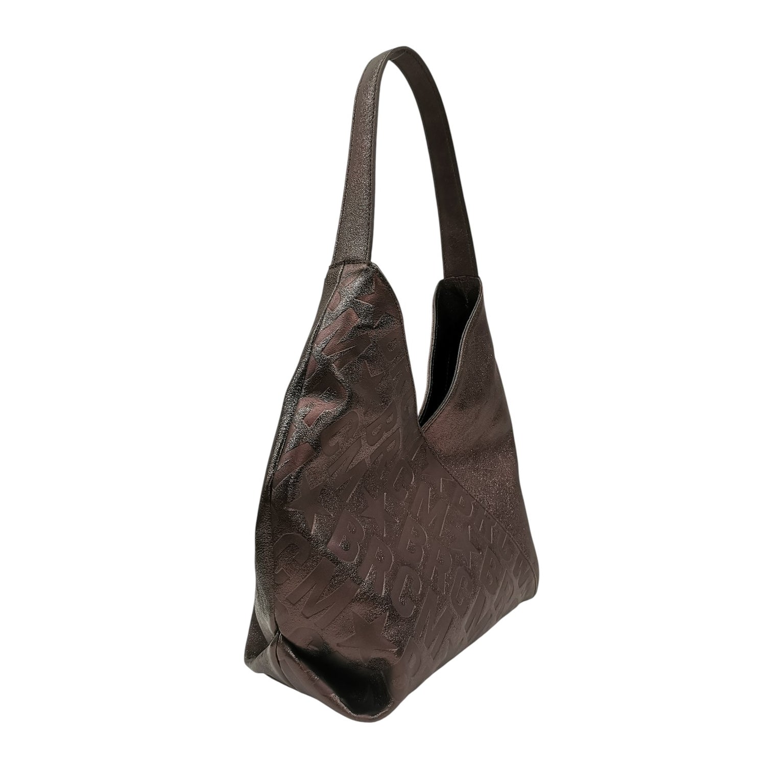 M Brc Borsa a Spalla Media Donna Linea Diagonal in Pelle Laminata Moro
