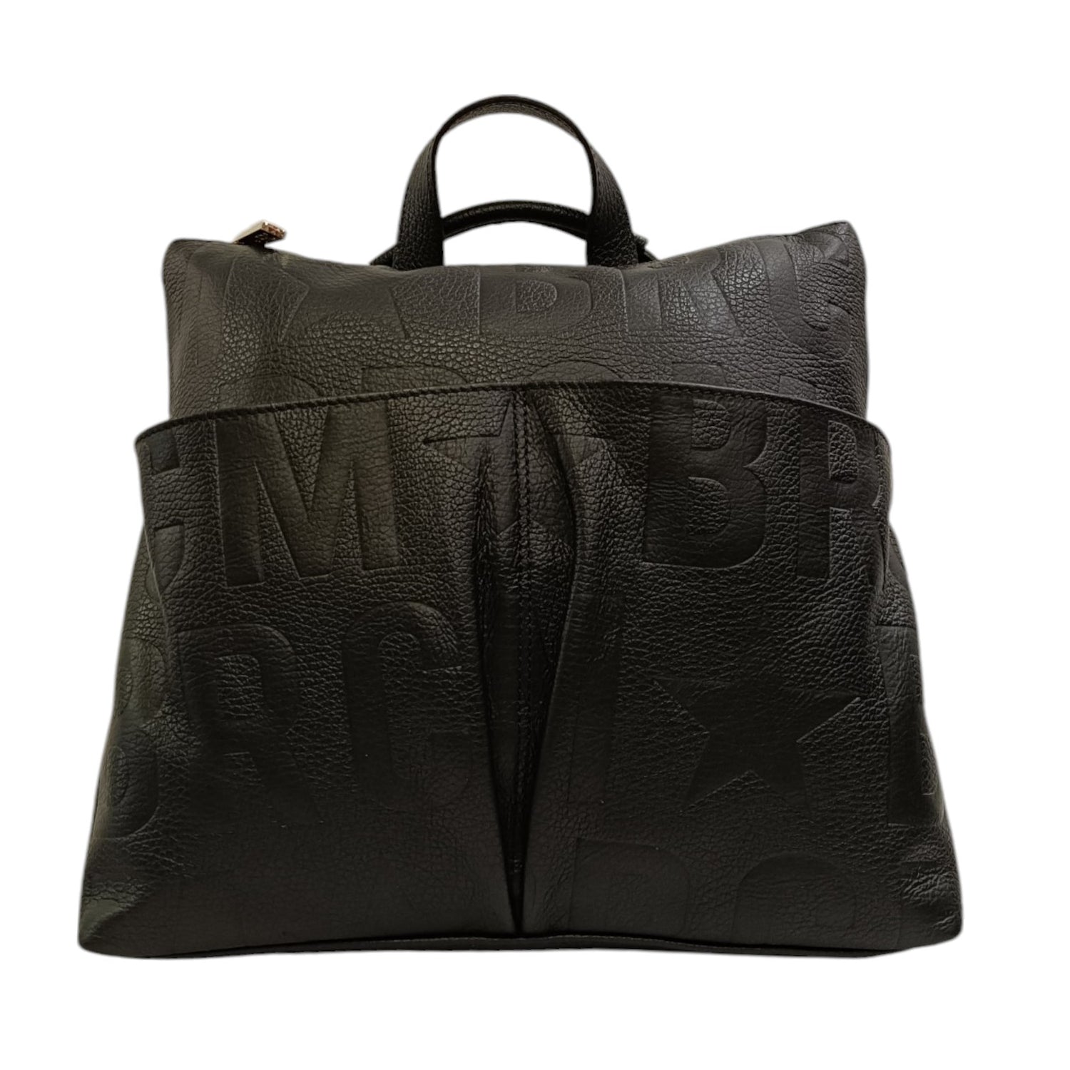 M Brc Borsa/Zaino Nero Linea Macro Doll in Pelle Logata Nero con Tasconi