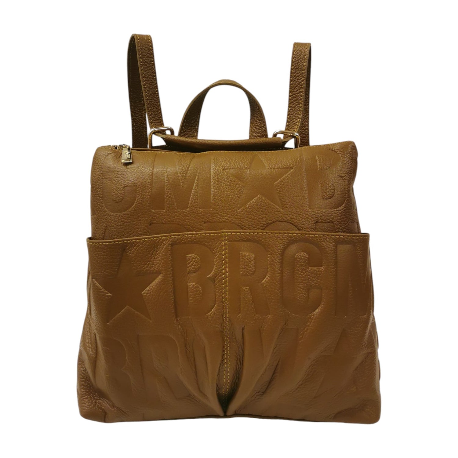 M Brc Borsa/Zaino Nero Linea Macro Doll in Pelle Logata Senape con Tasconi