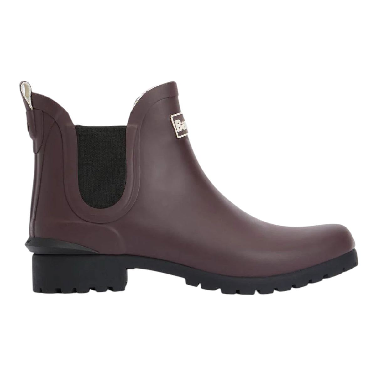 Barbour Stivaletto Donna in Gomma Fondente con Tacco Largo Alto 30mm