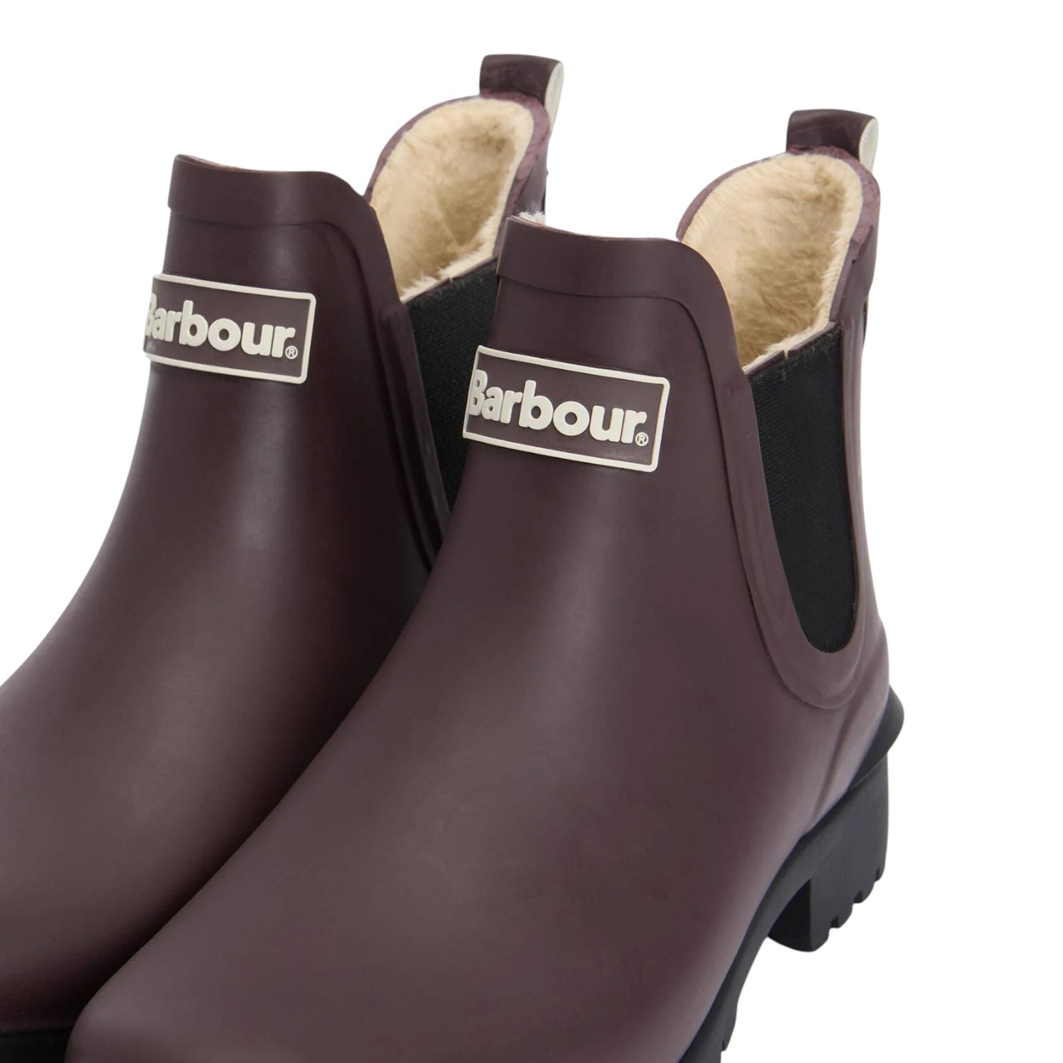 Barbour Stivaletto Donna in Gomma Fondente con Tacco Largo Alto 30mm