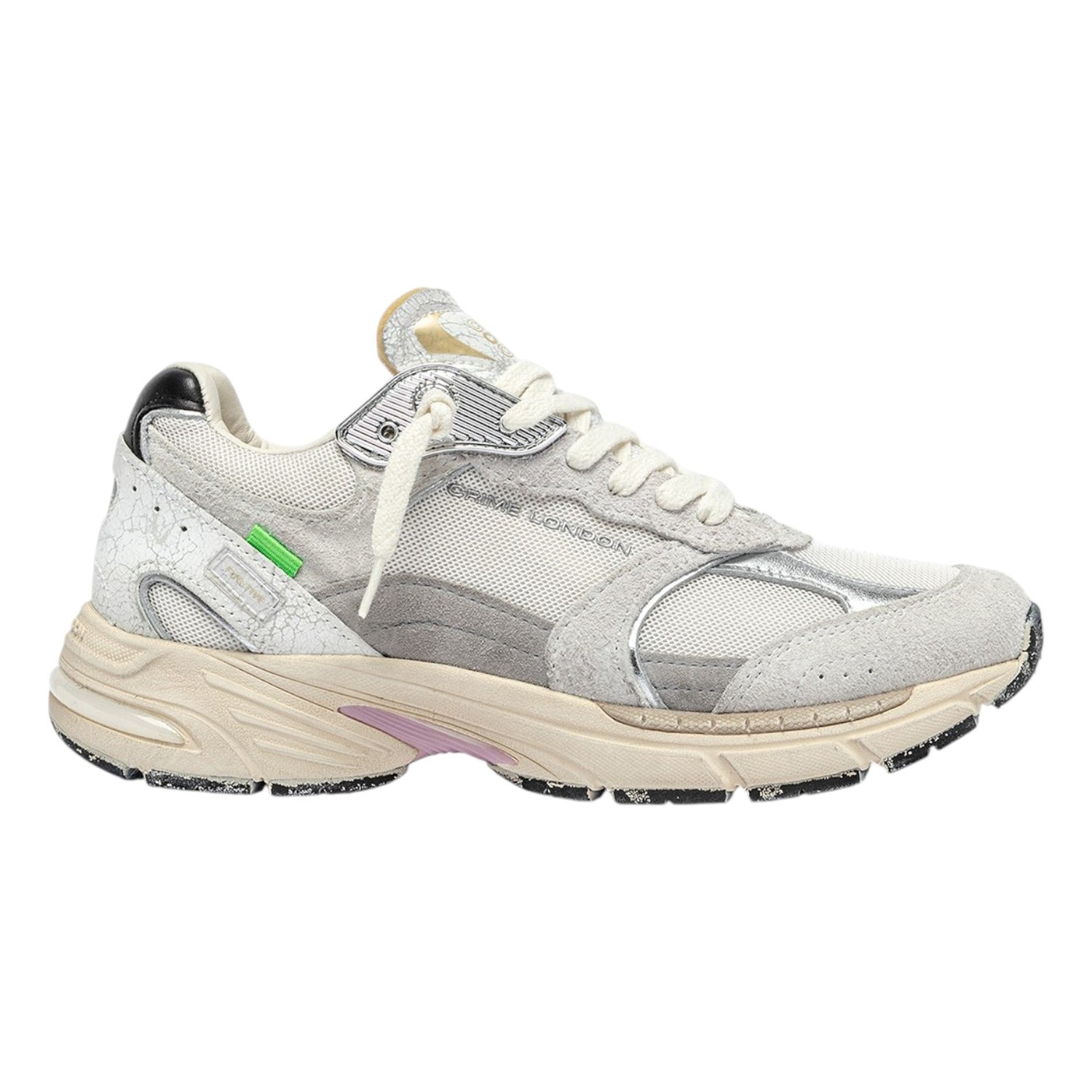 Crime London Sneakers Donna in Tessuto e Camoscio Argento Fugitive London Fog